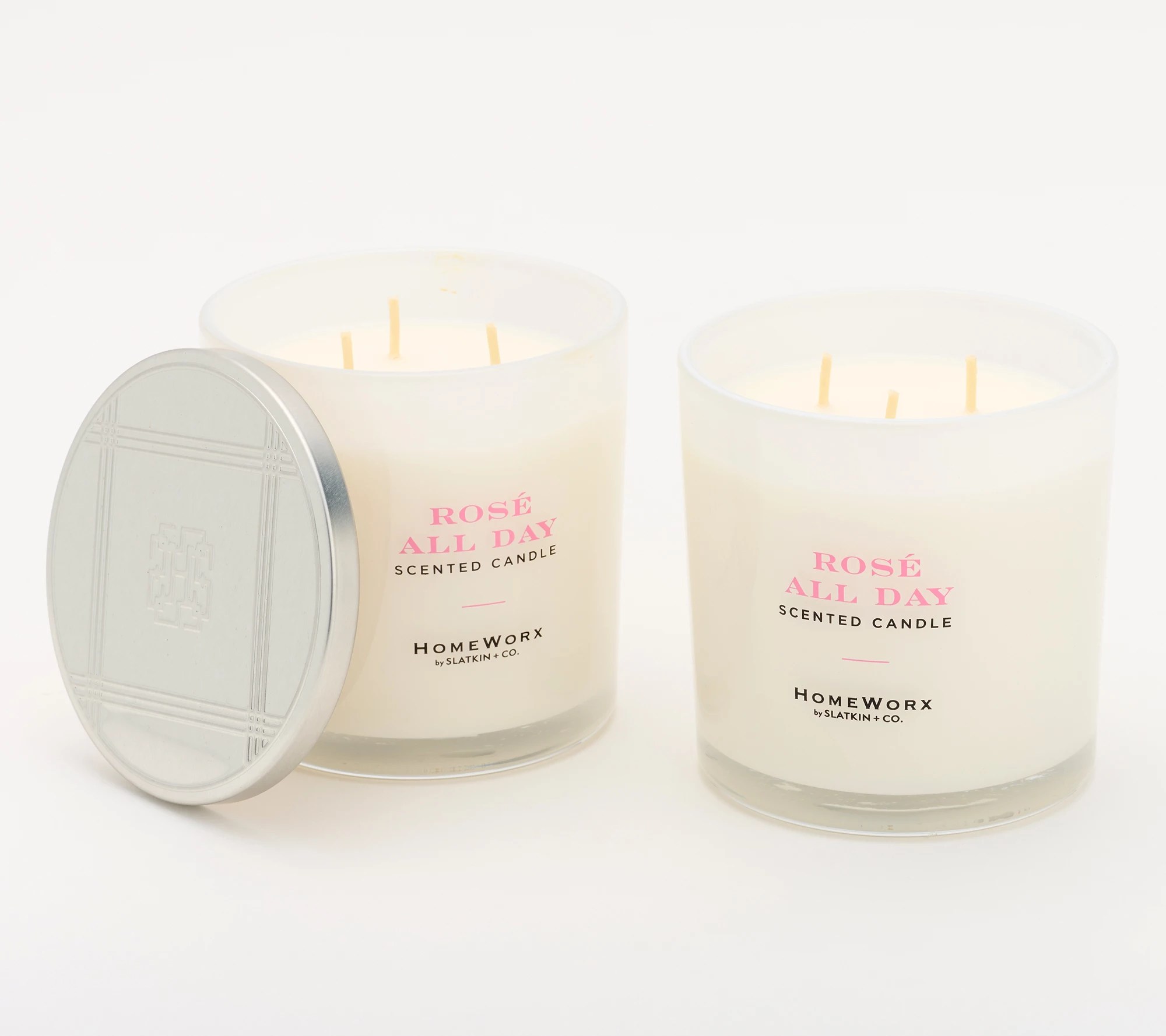 HomeWorx by Slatkin & Co. S/2 Rose' All Day 14oz Candles