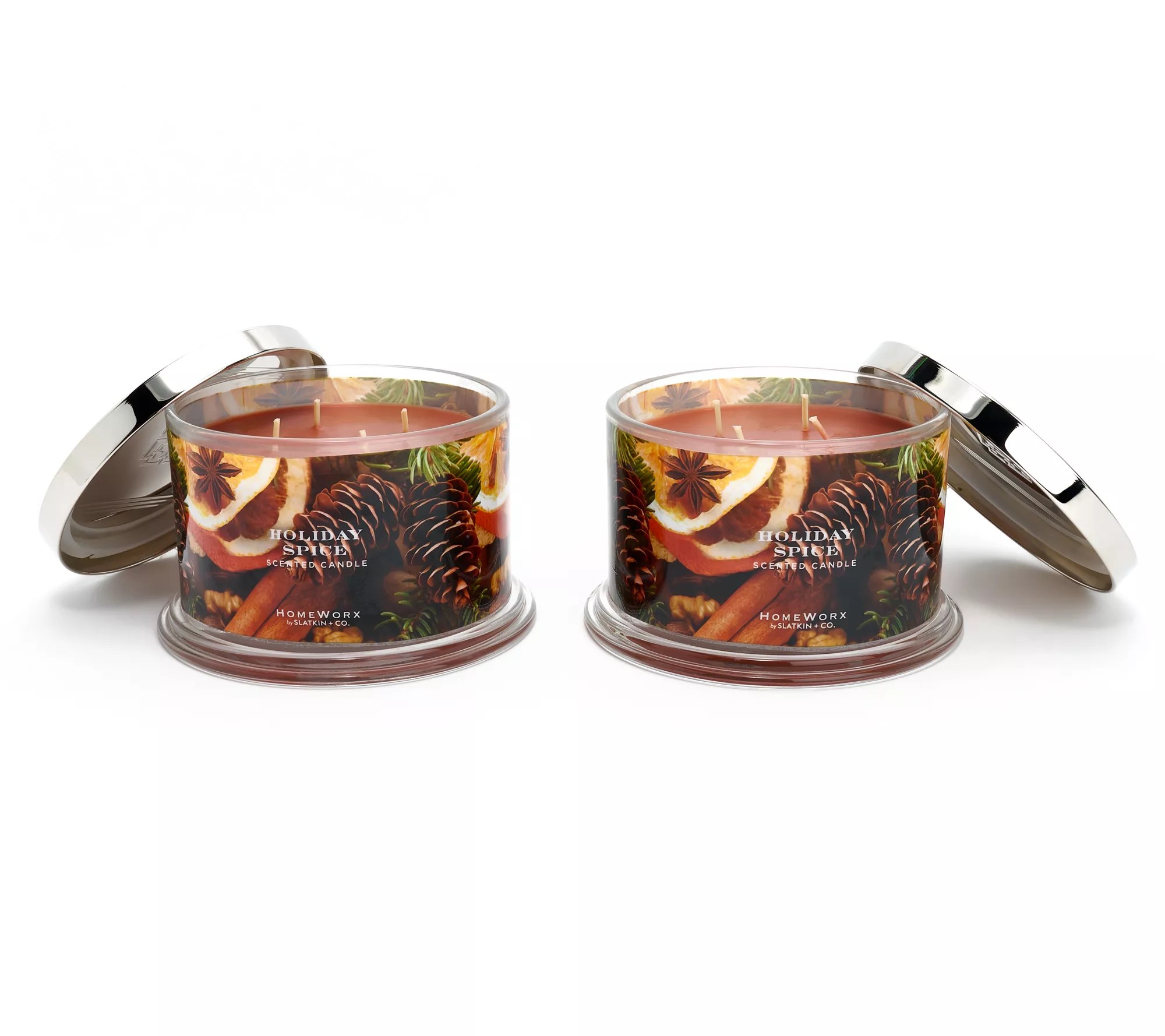 HomeWorx by Slatkin & Co. S/2 18oz Holiday Spice Candles