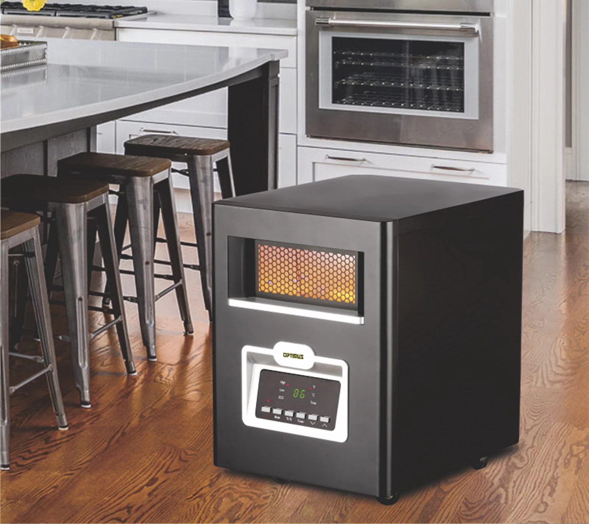 Optimus Infrared Quartz Heater with Remote andLED Display Blk