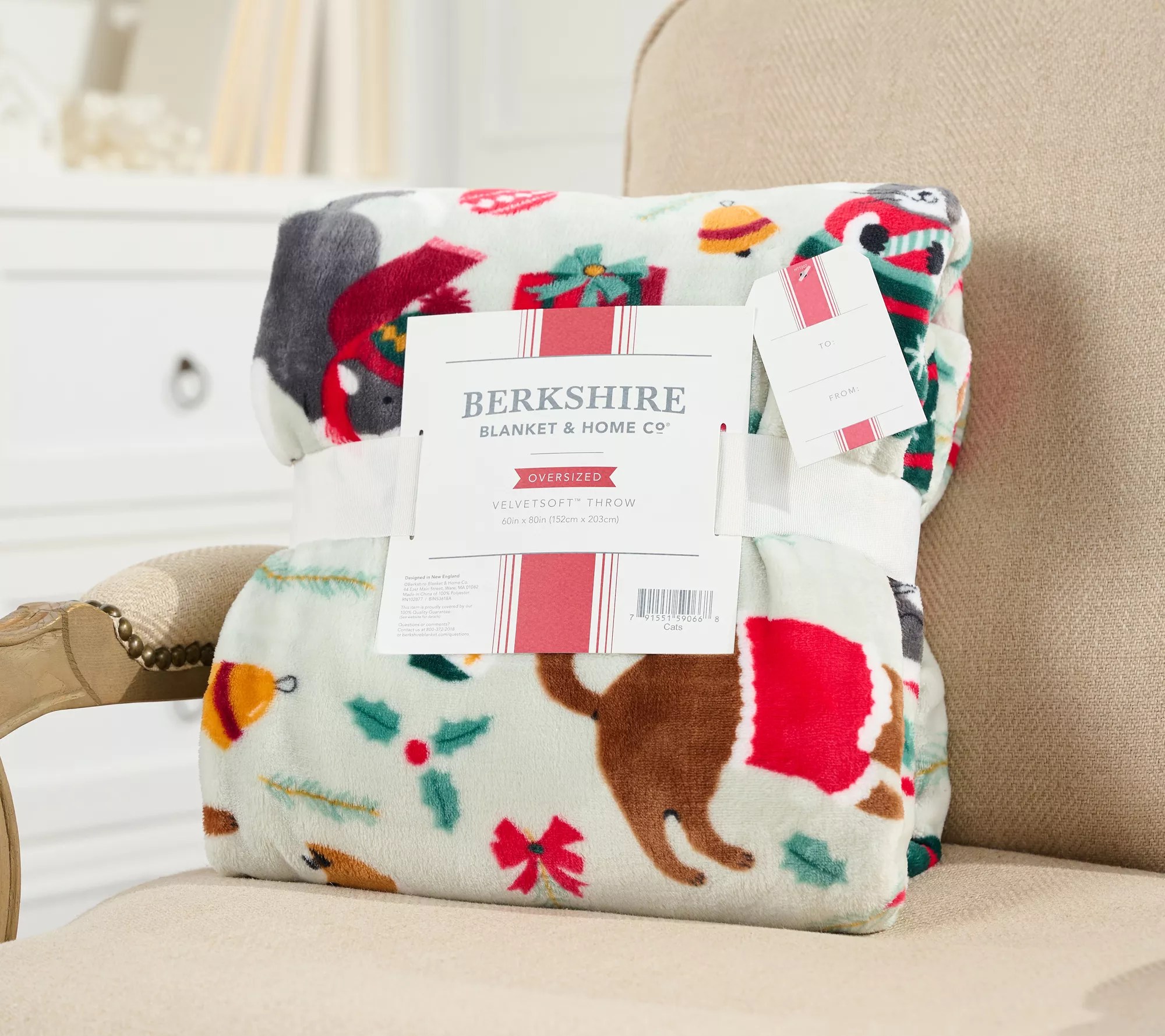 Berkshire Oversized VelvetSoft Whimsical Holiday Throw