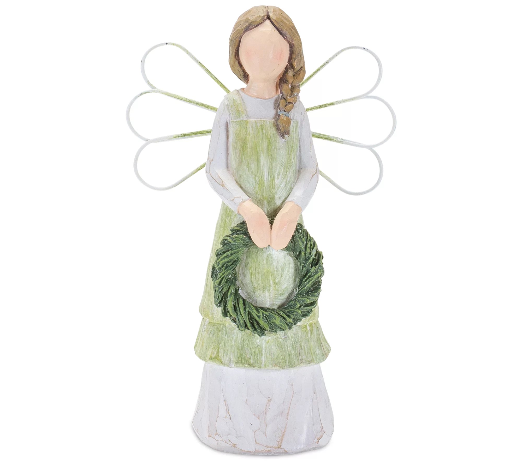 Melrose Angel Figurine with Floral and Wreath ( Set of 2)