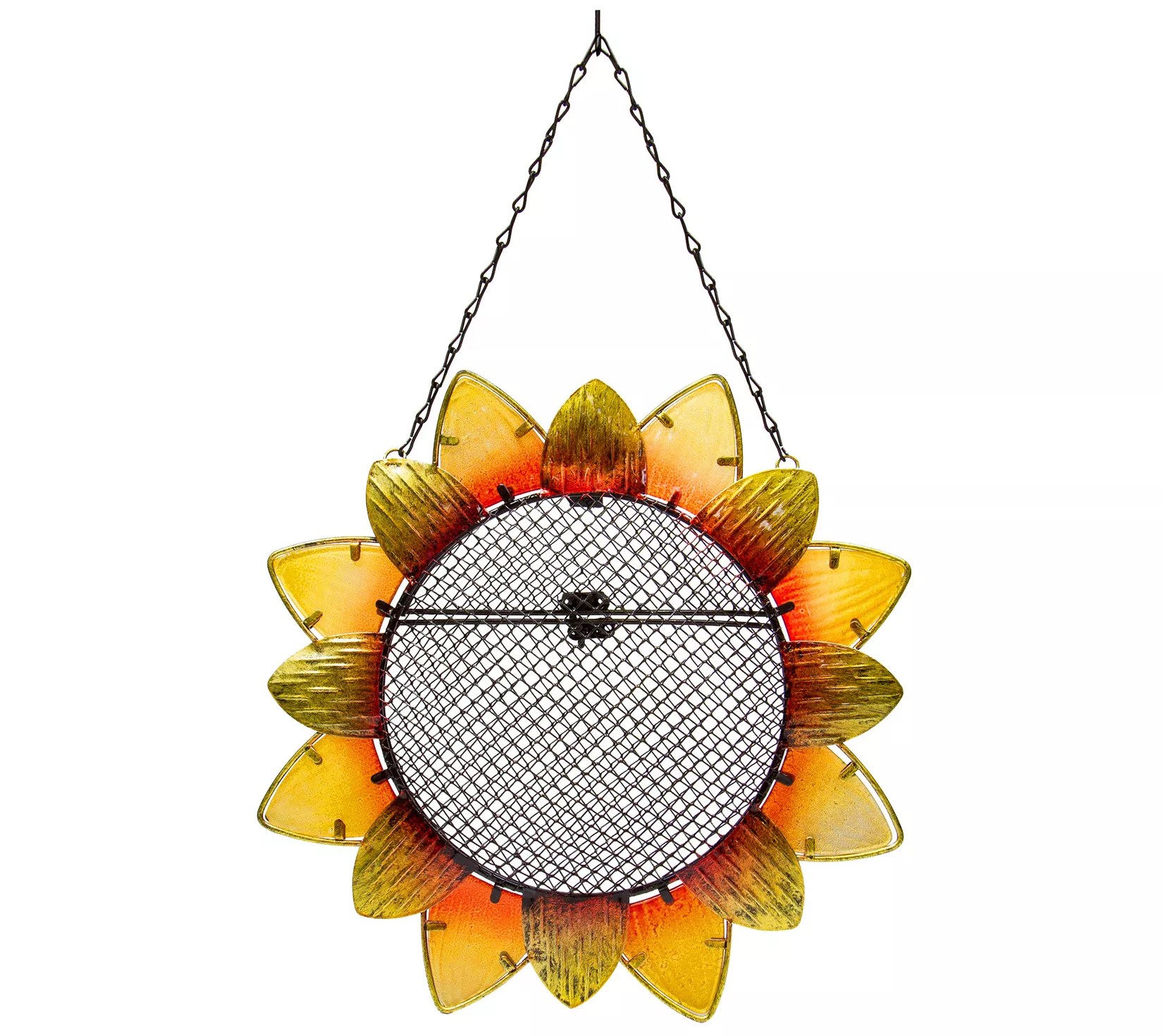 Evergreen Metal & Glass Sunflower Bird Feeder