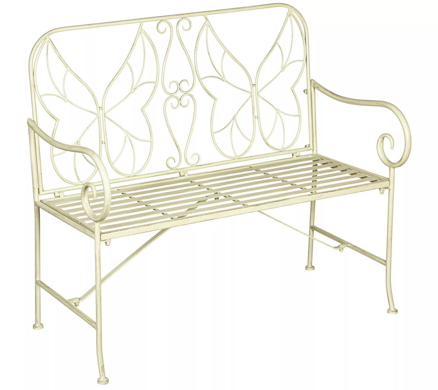 Evergreen Butterfly Metal Garden Bench in Pistachio