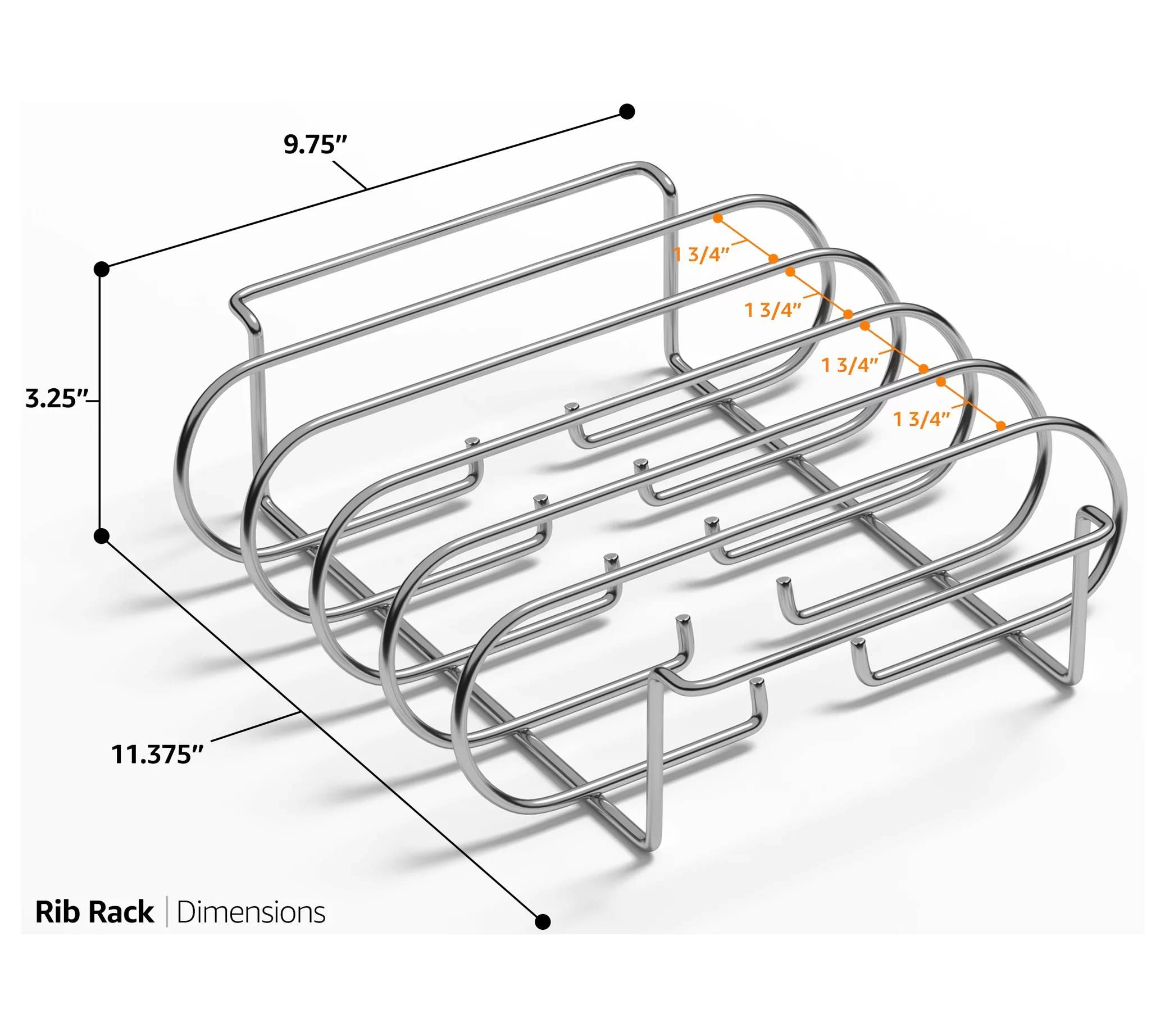Sorbus NonStick Rib Rack XL Holds 4 Rib Racks (Silver)