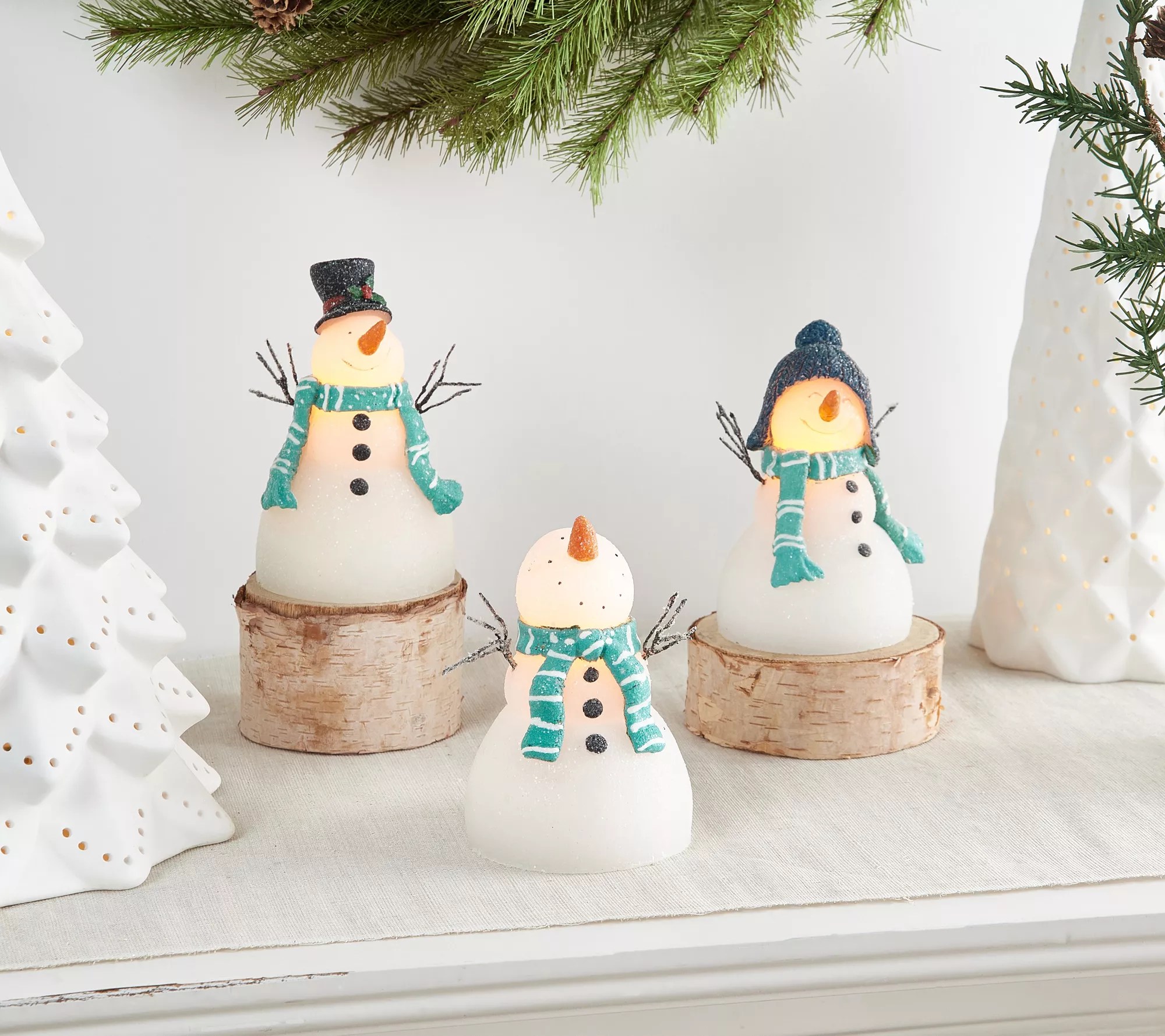 Candle Impressions Set of 3 Flameless Happy Snowmen Candles