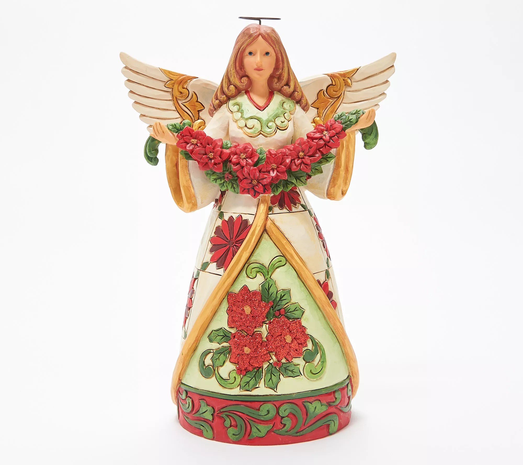 Jim Shore Heartwood Creek Angel Figurine with Poinsettia Garland