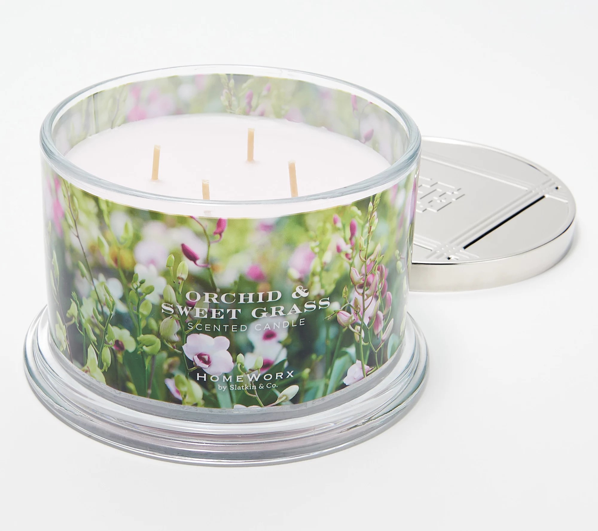 HomeWorx by Slatkin & Co. Orchid & Sweet Grass Candle with Pedestal