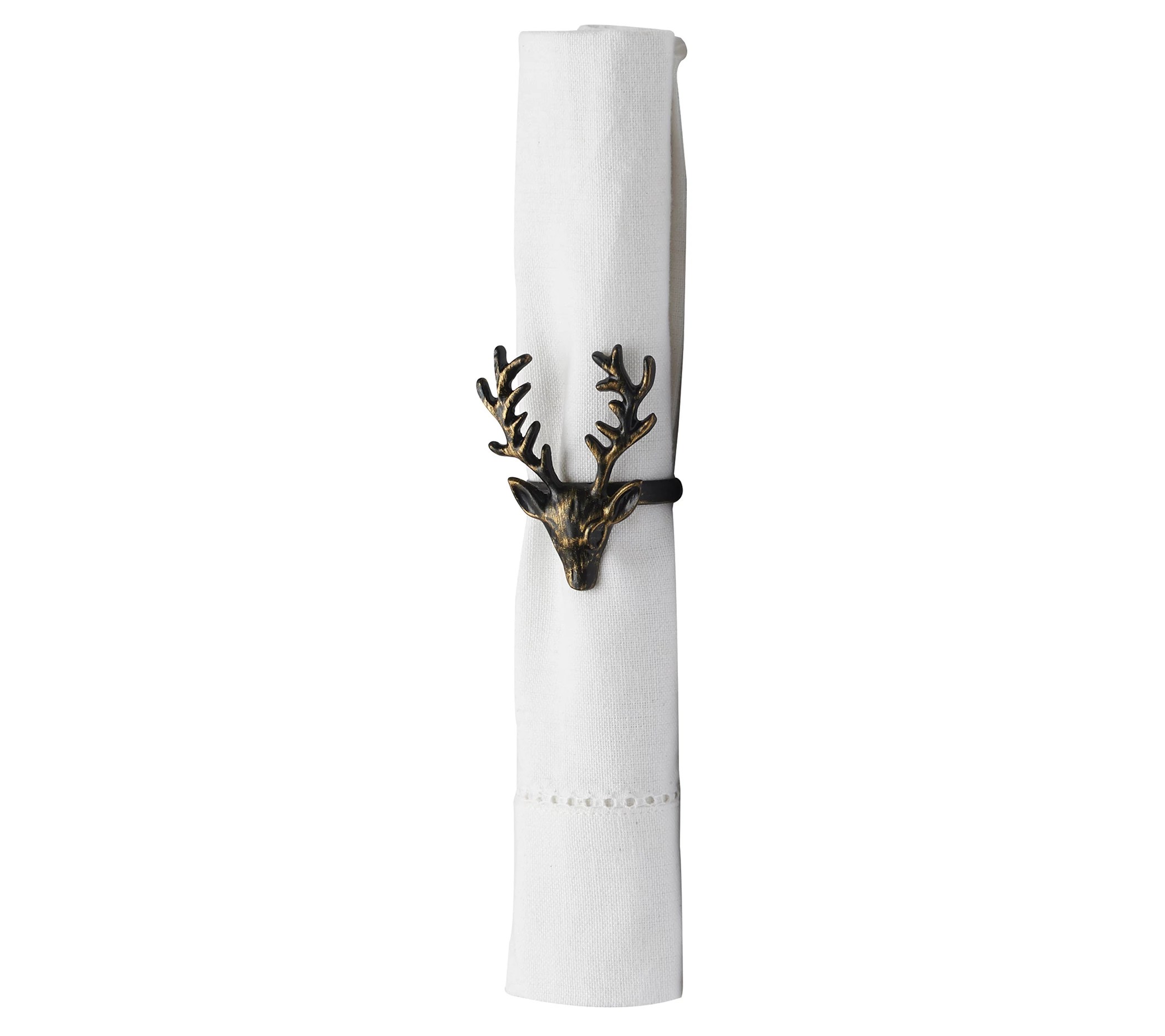 Silvertone Stag Napkin Ring Set of 6 by Valerie