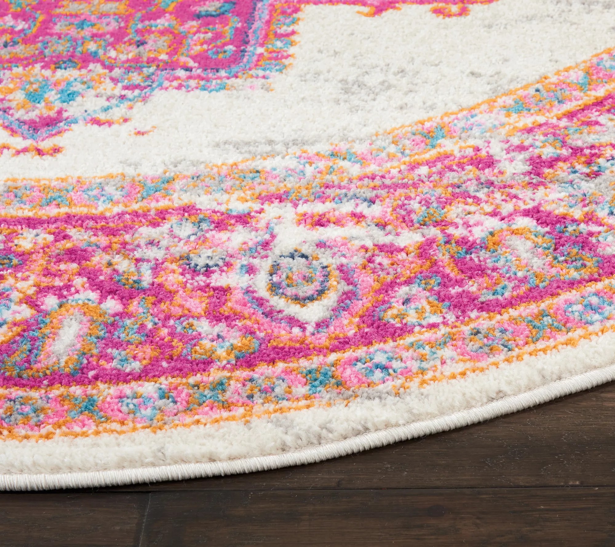 Nourison Passion Ivory/Fuschia 4' Round Area Rug
