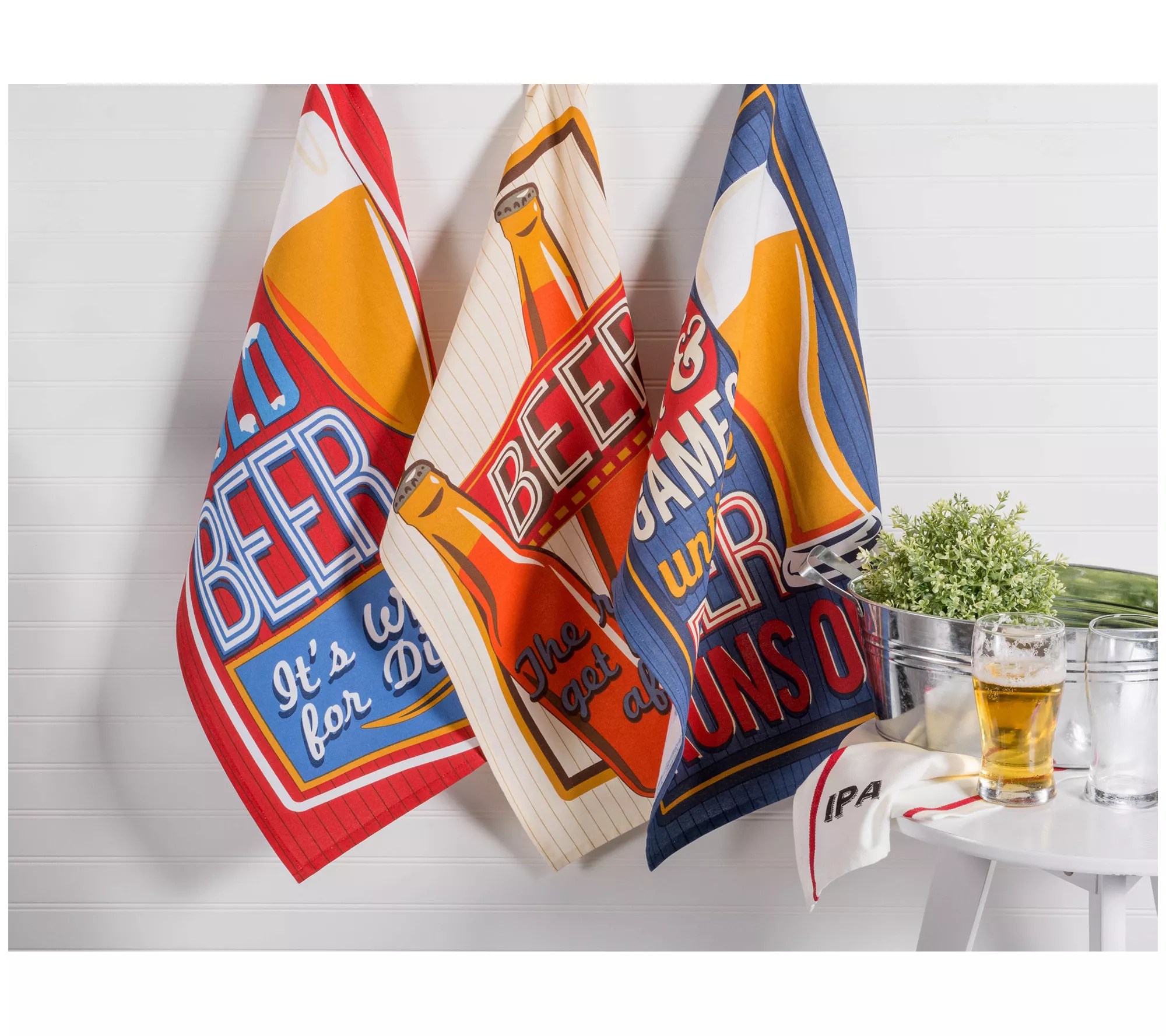 Design Imports 3Piece Retro Beer Printed Kitchen Towels