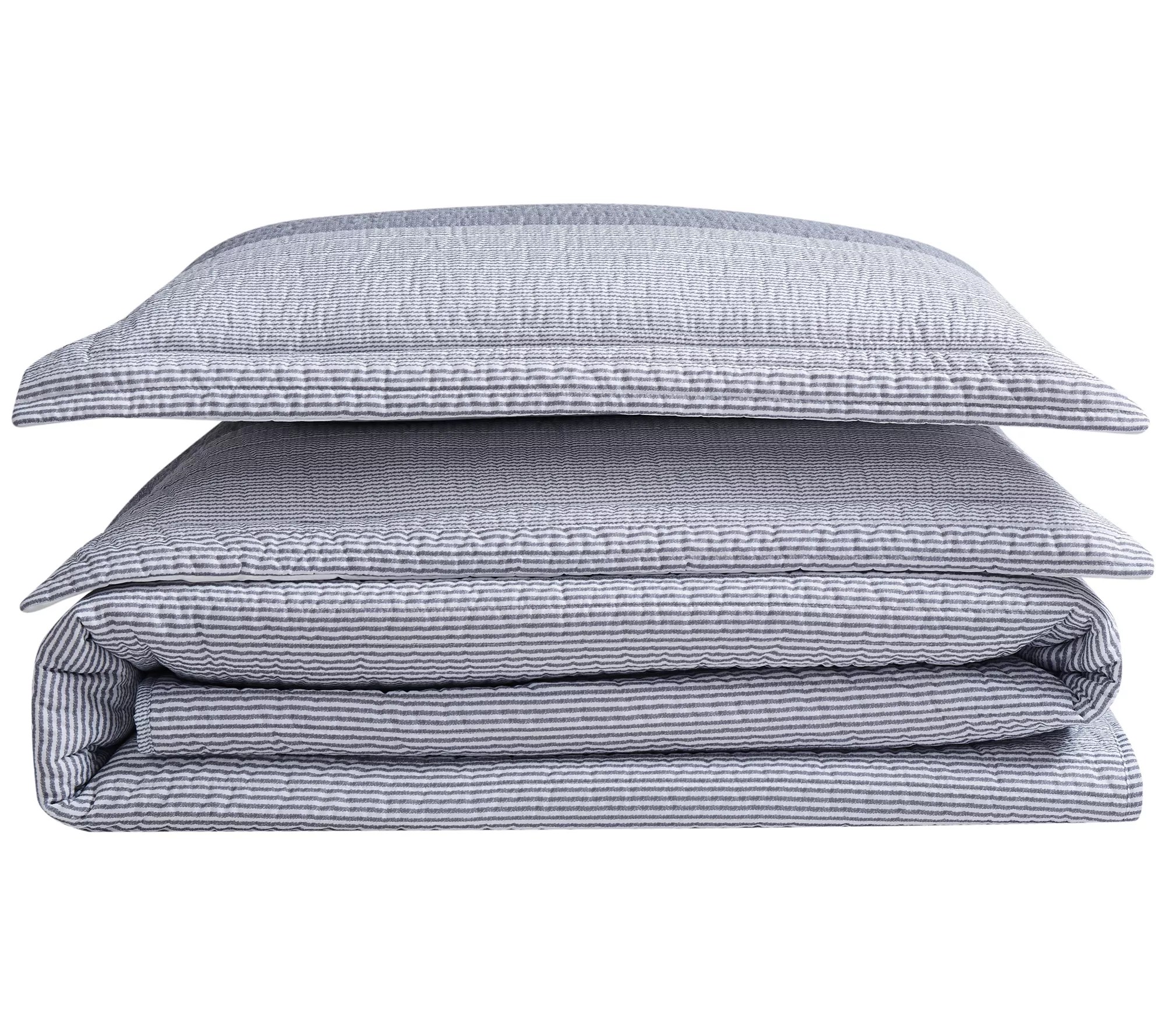 Truly Soft Grey Multi Stripe King 3 Piece QuiltSet