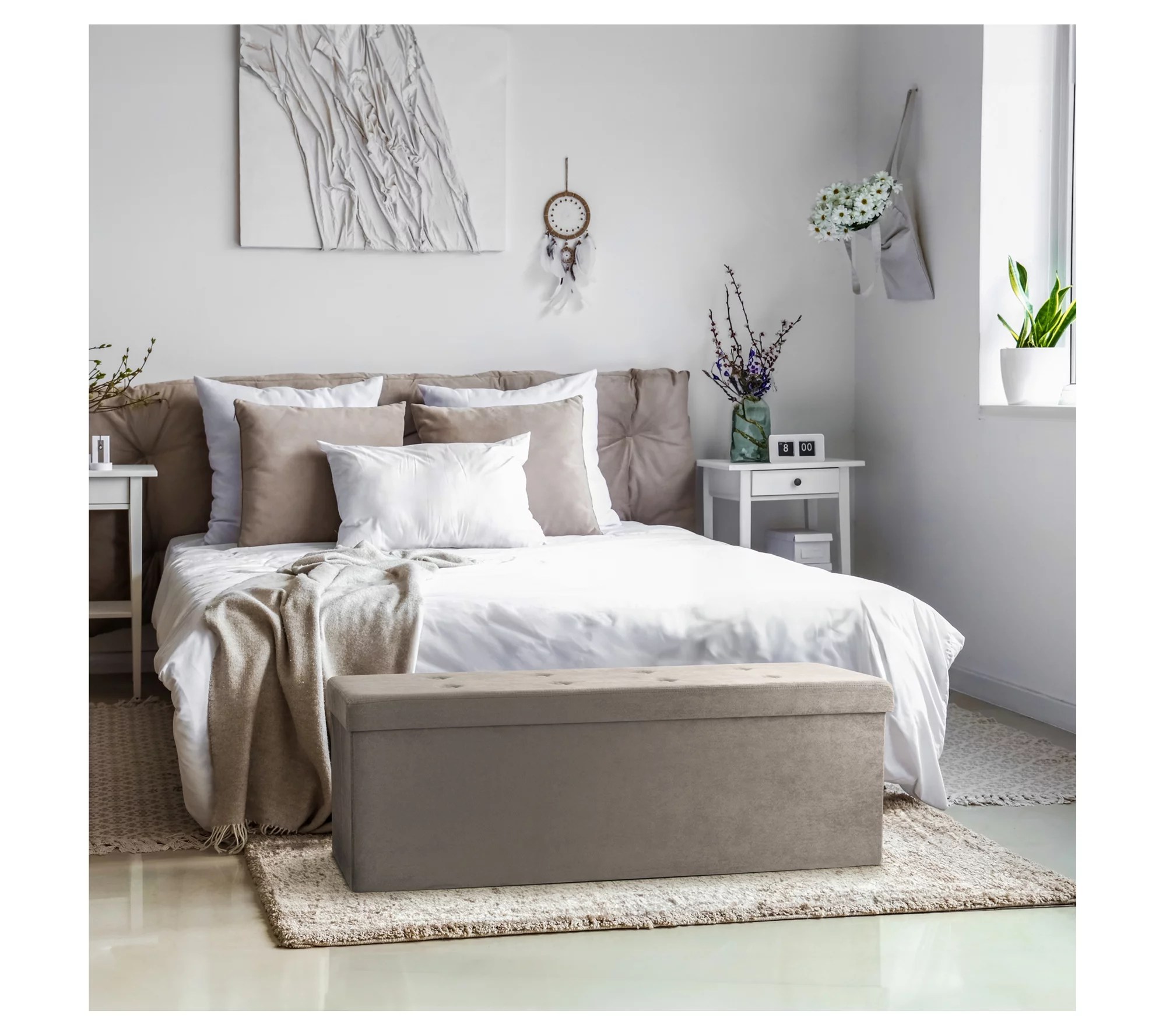 Sorbus Storage Bench Chest Ottoman w/Cover Faux Suede Large