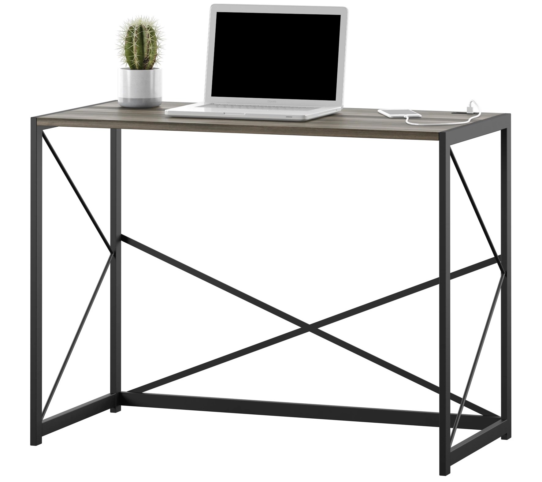 Twin Star Home Office Desk with Two USB Charging Ports