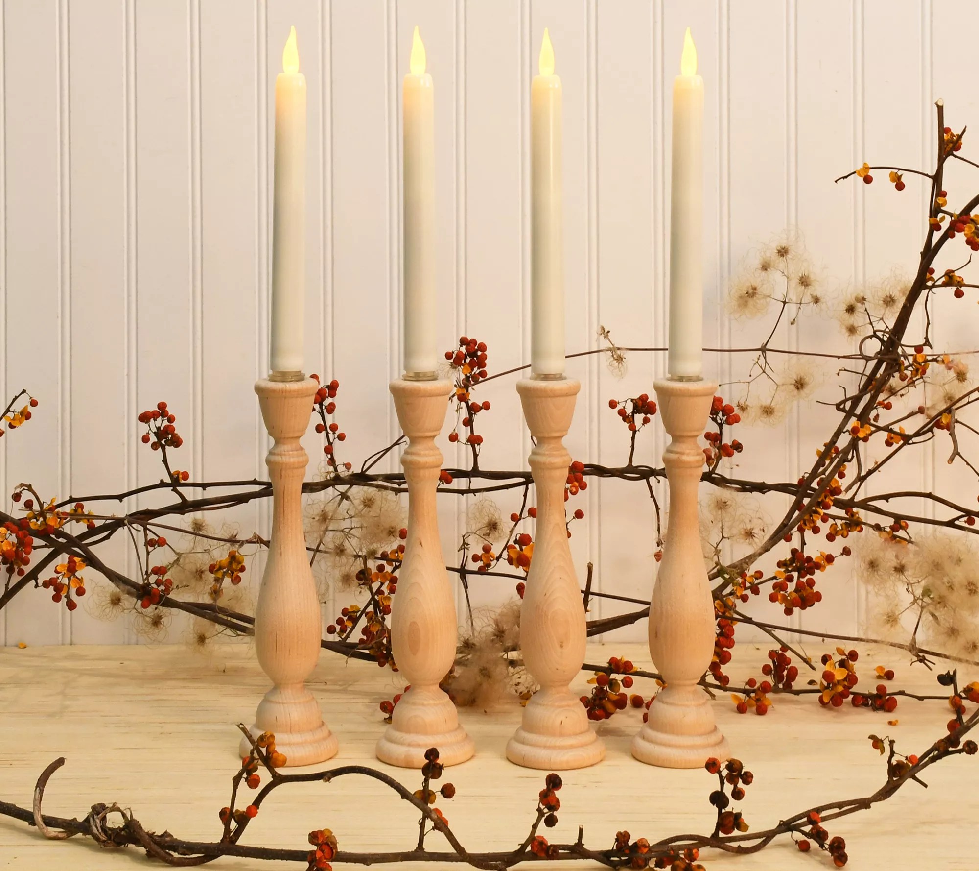 LumaBase Battery Operated Taper Candles, Soft White Set of 4