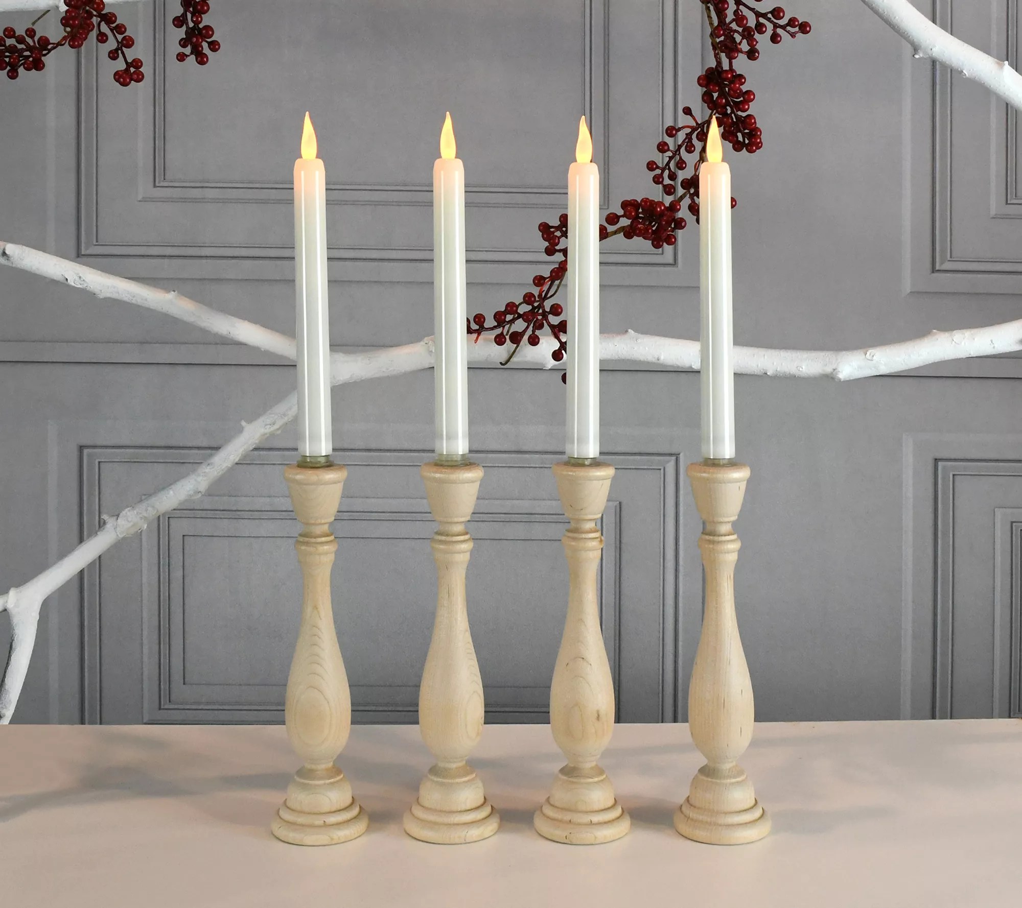 LumaBase Battery Operated Taper Candles, Soft White Set of 4