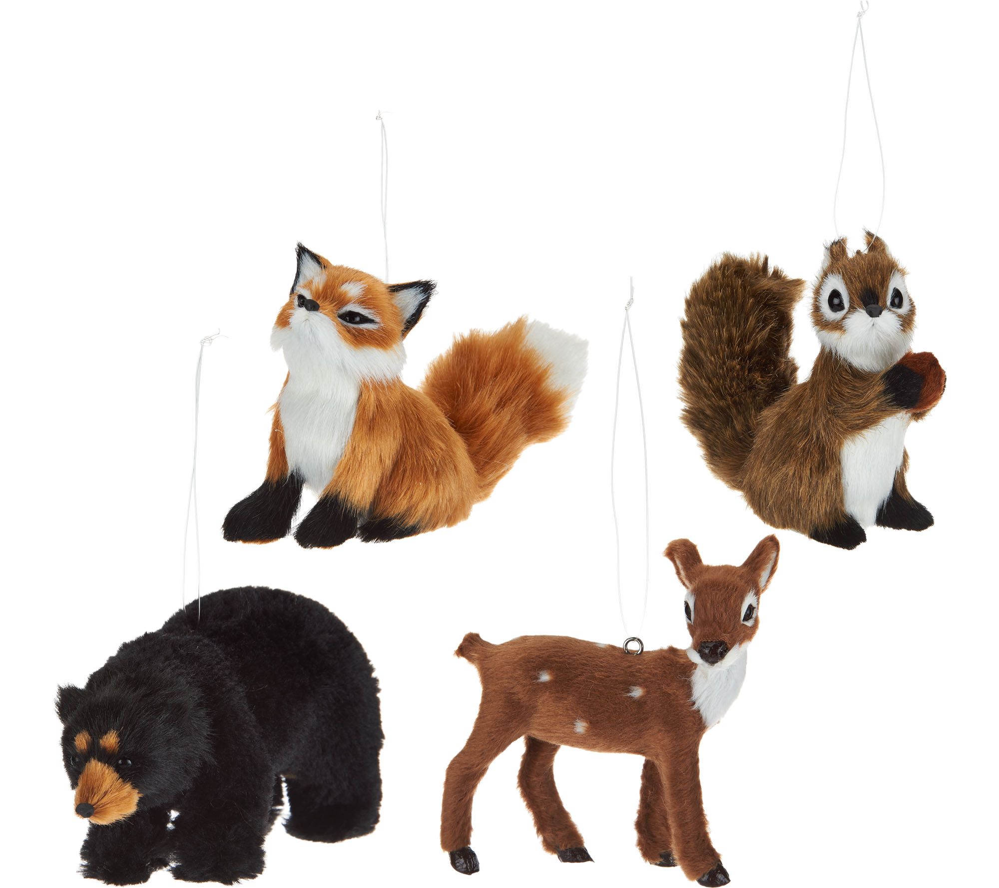 Set of 4 Miniature Woodland Animal Ornaments