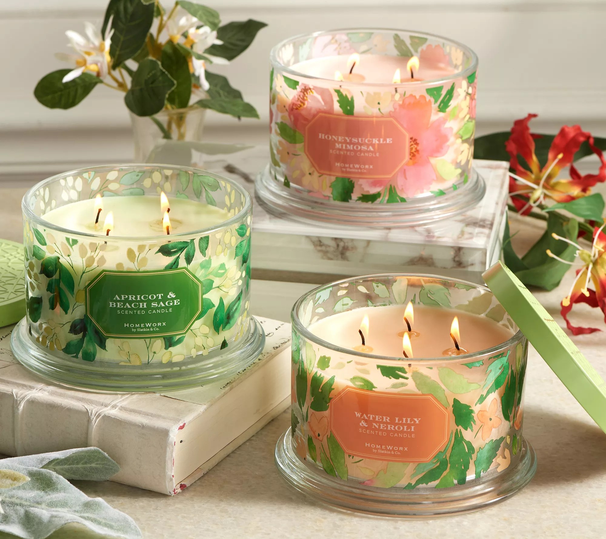 HomeWorx by Slatkin & Co. S/3 Floral Escape Candle Collection