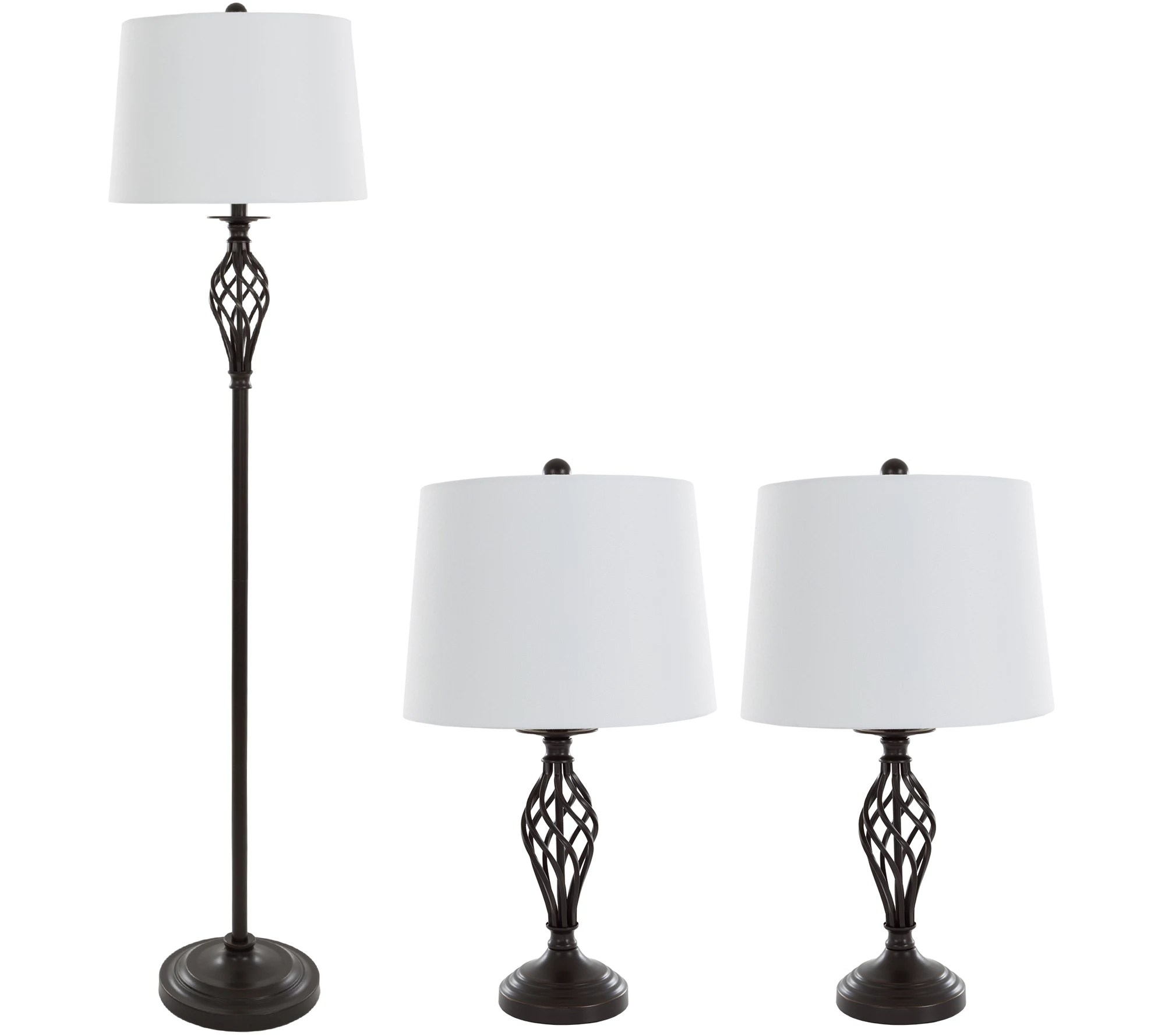 Lavish Home Table and Floor Lamps Set of 3, Spiral Design