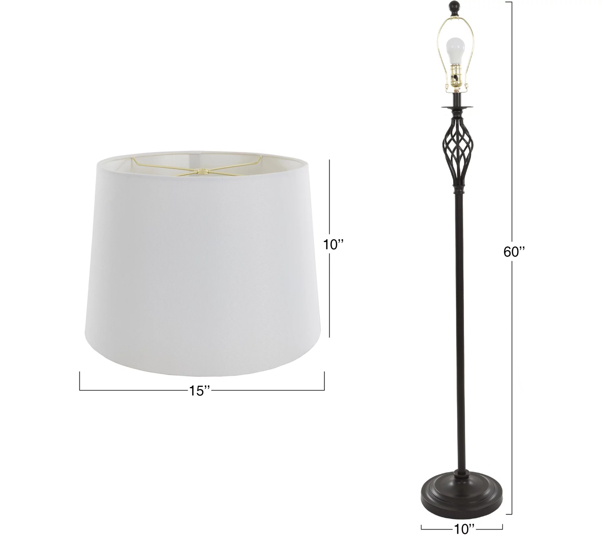 Lavish Home Table and Floor Lamps Set of 3, Spiral Design