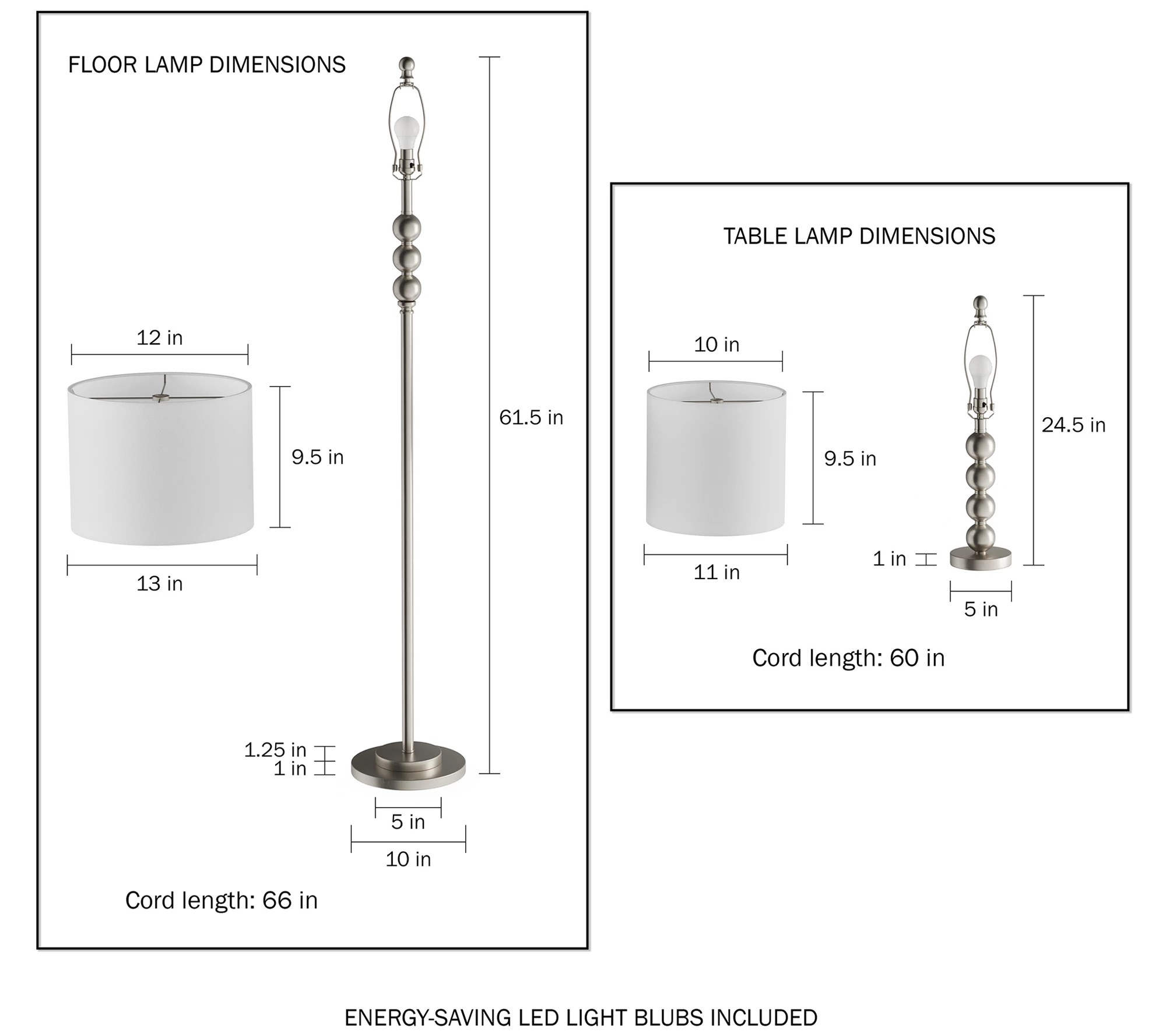 Lavish Home Set of 3 Modern Stacked Balls Table& Floor Lamps