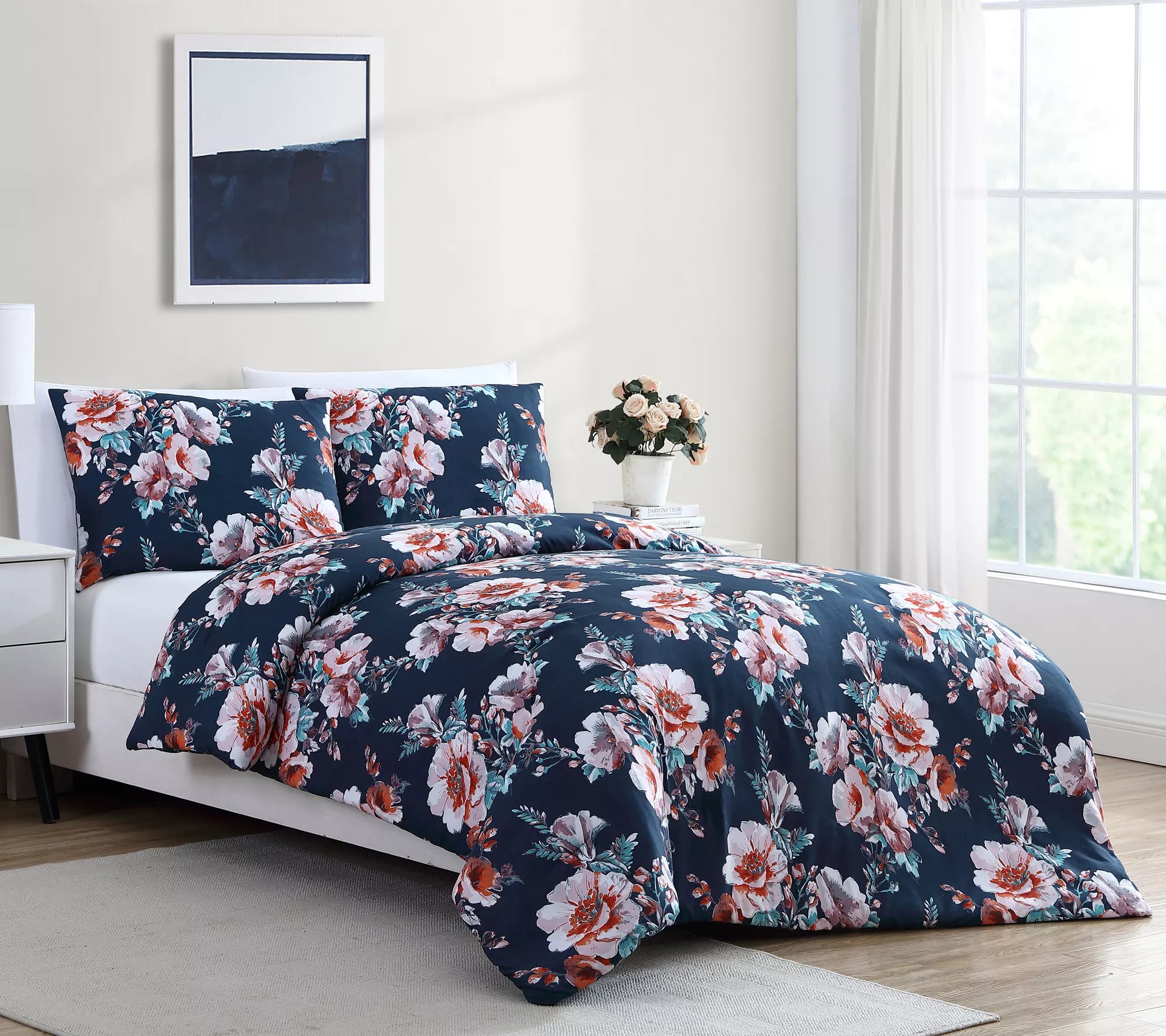 VCNY Home Shelley Navy Floral Twin XL Duvet Cover Set