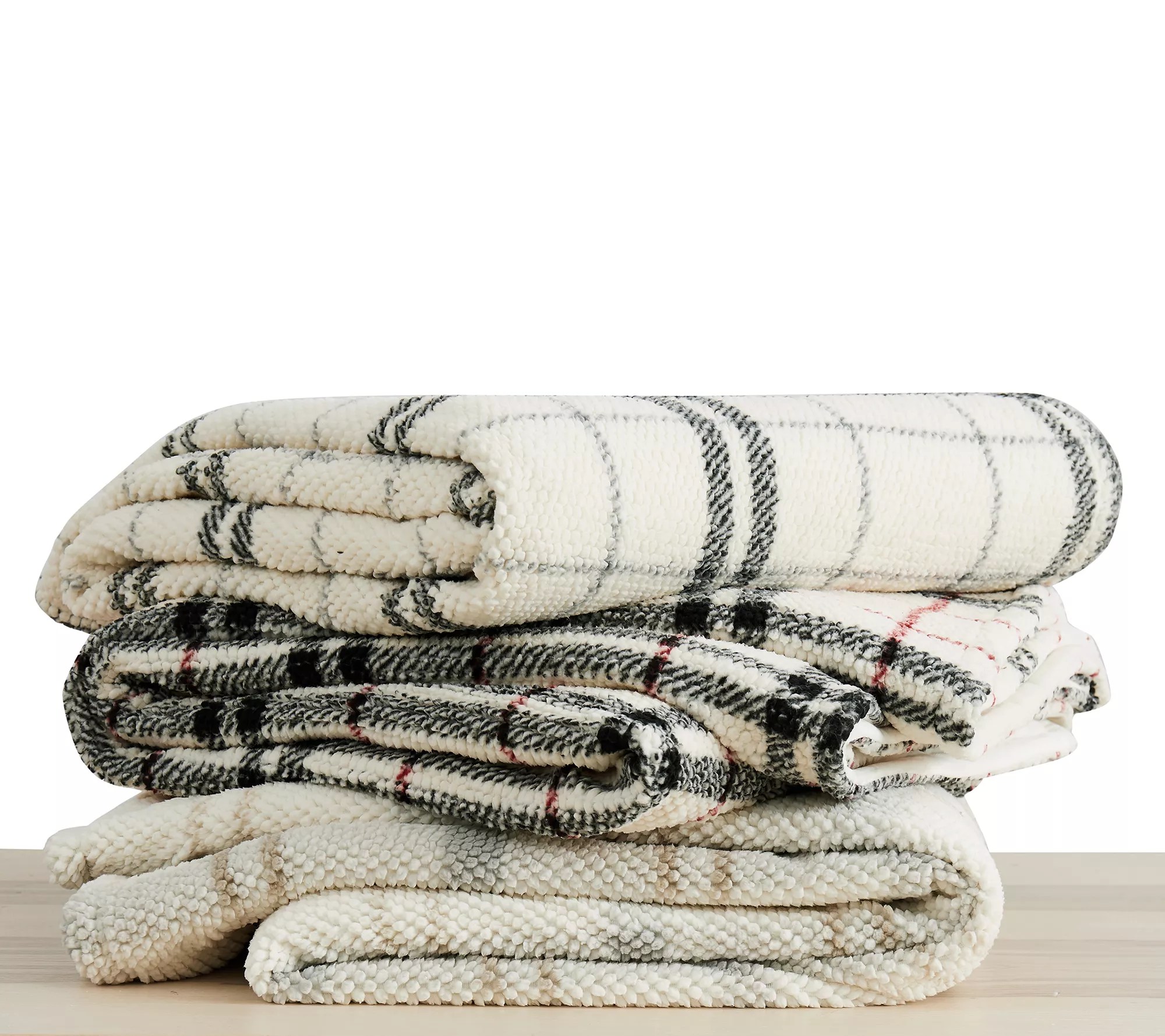 London Fog Popcorn Plaid Plush Blankets Full/Queen Blanket