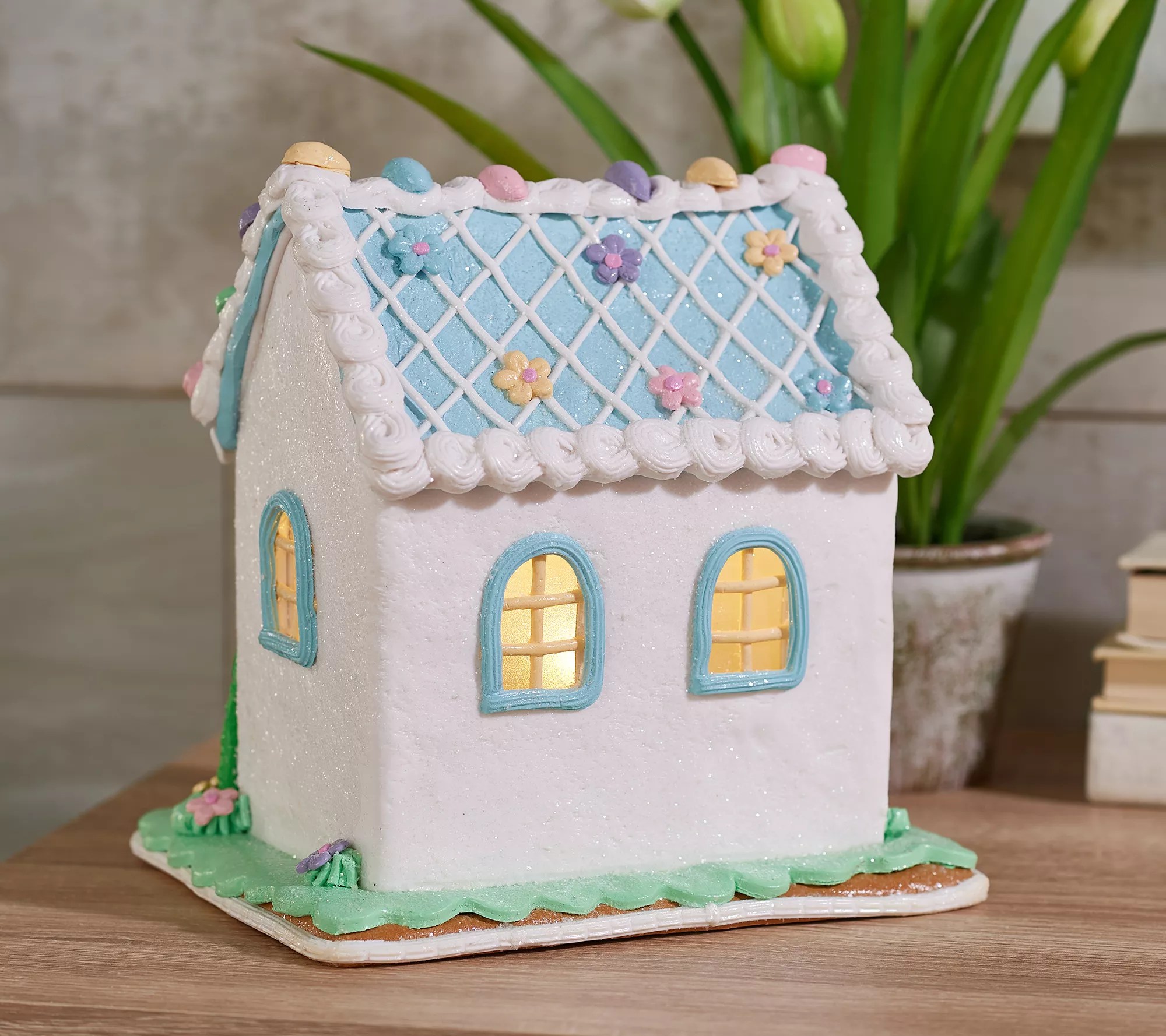 9" Illuminated Spring Easter House by Valerie