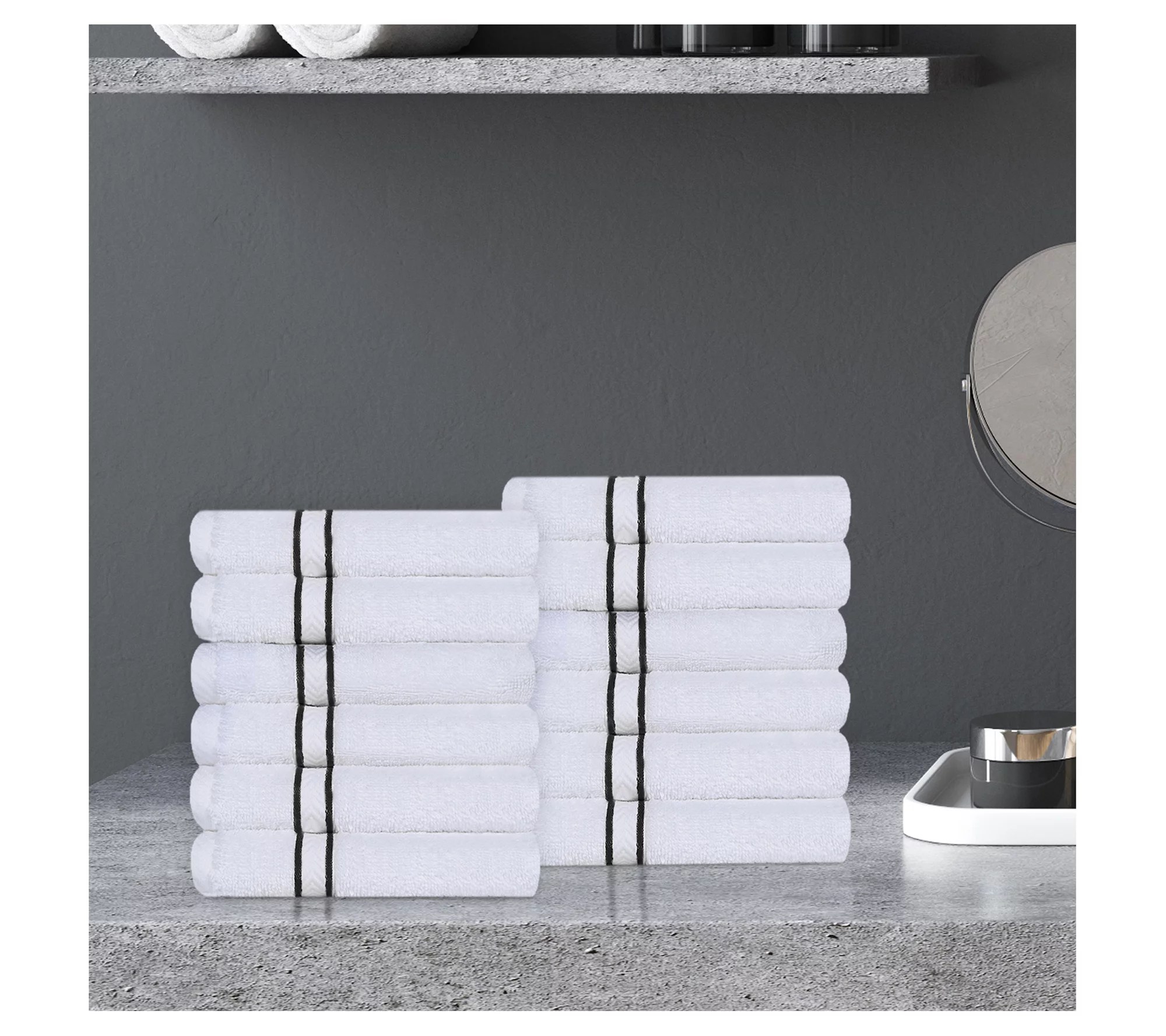 Superior Turkish Cotton UltraPlush Solid 12Pi ece Face Towel