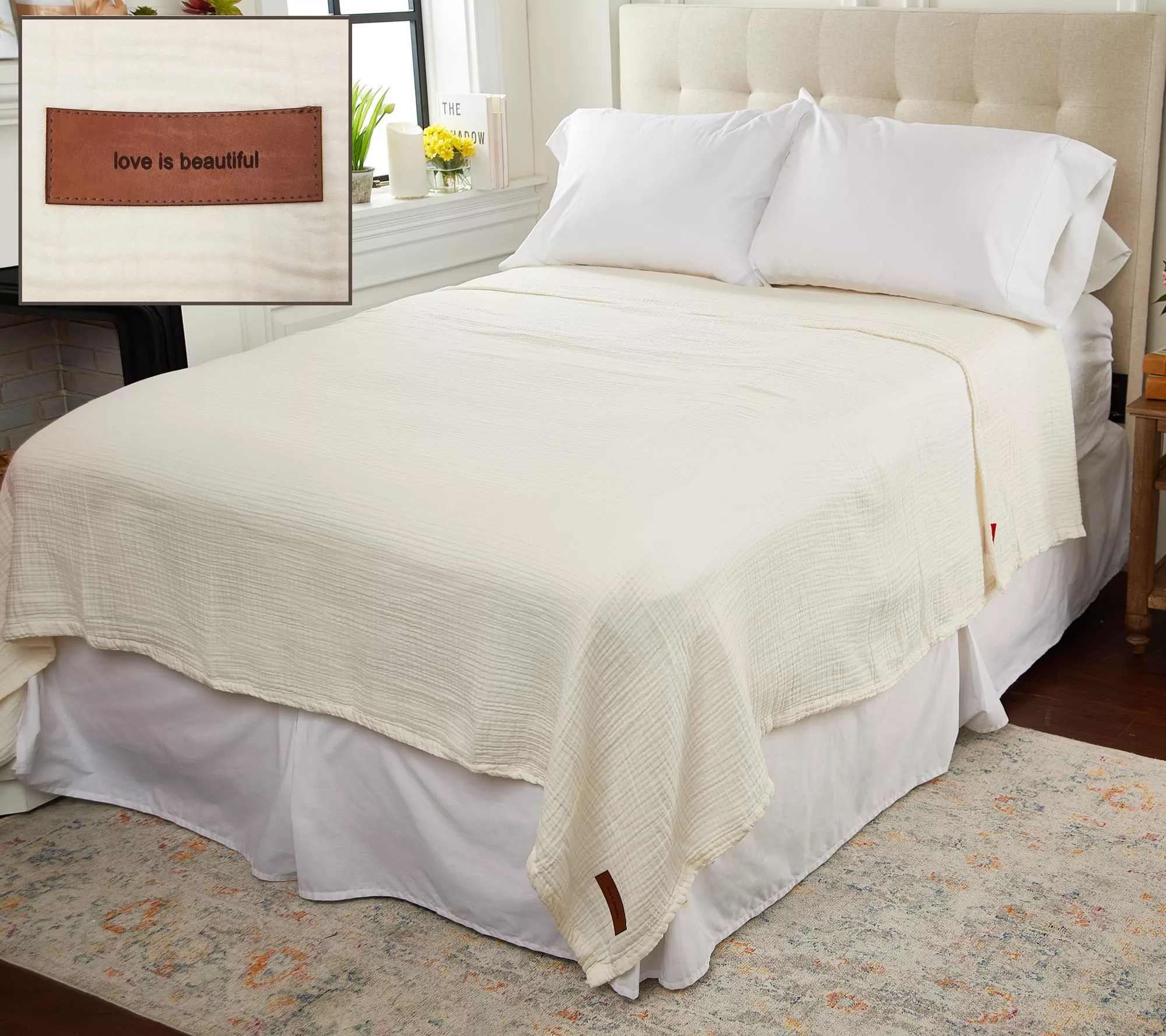 "As Is" Peace Love World 100 Cotton Super Soft Textured Blanket Full