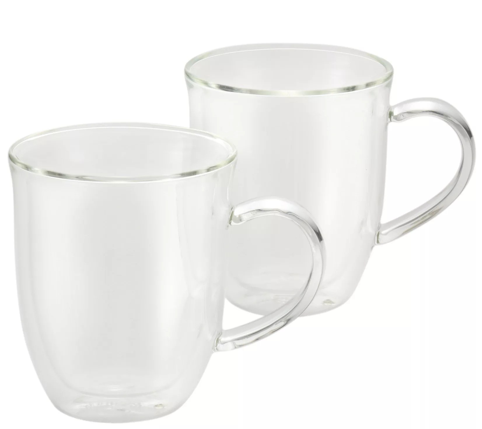 BonJour Coffee 12oz Insulated Glass Latte Cups, Set of 2