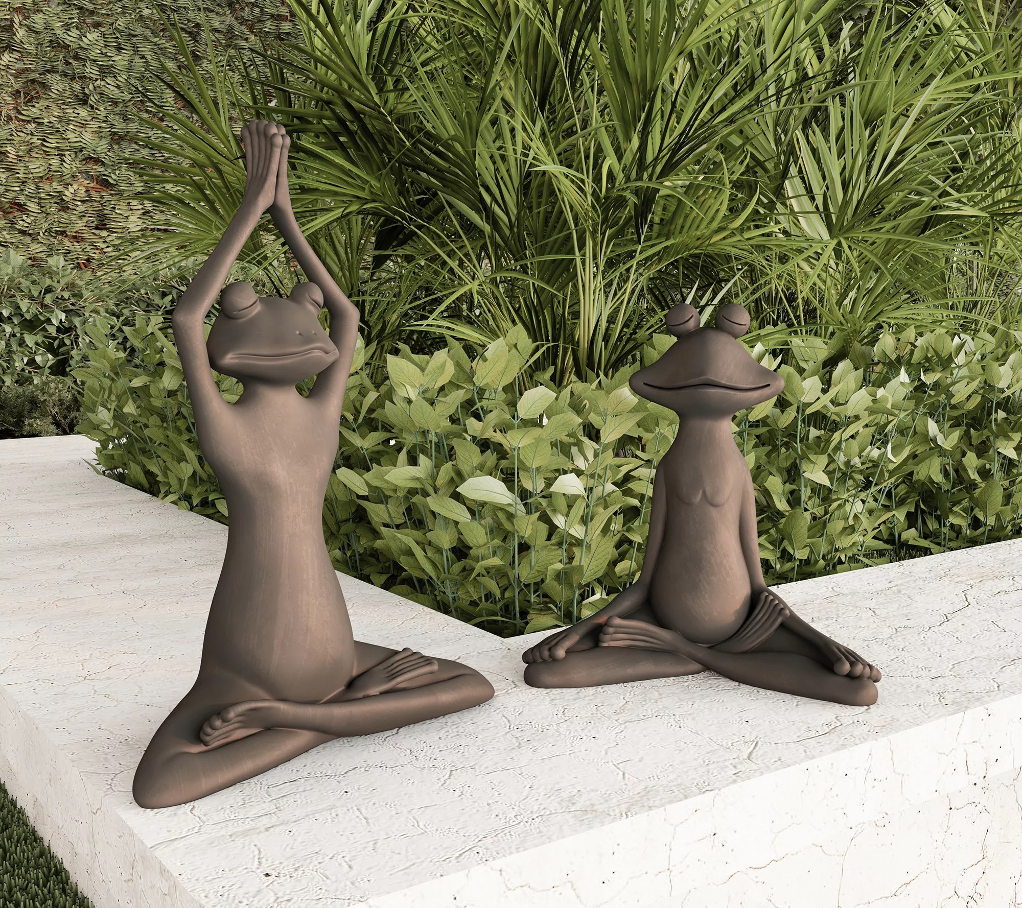 Pure Garden Meditating Frog Statue Garden Decor