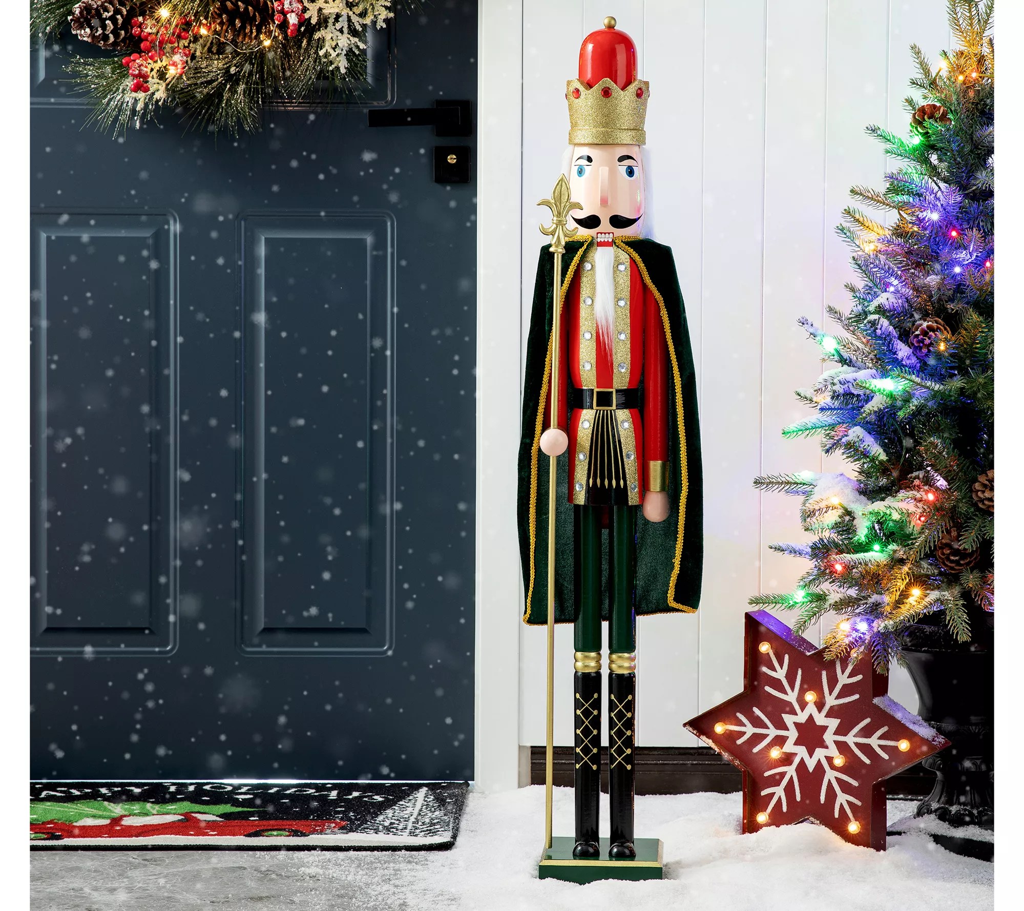Glitzhome 42" Indoor Outdoor Christmas King Nutcracker