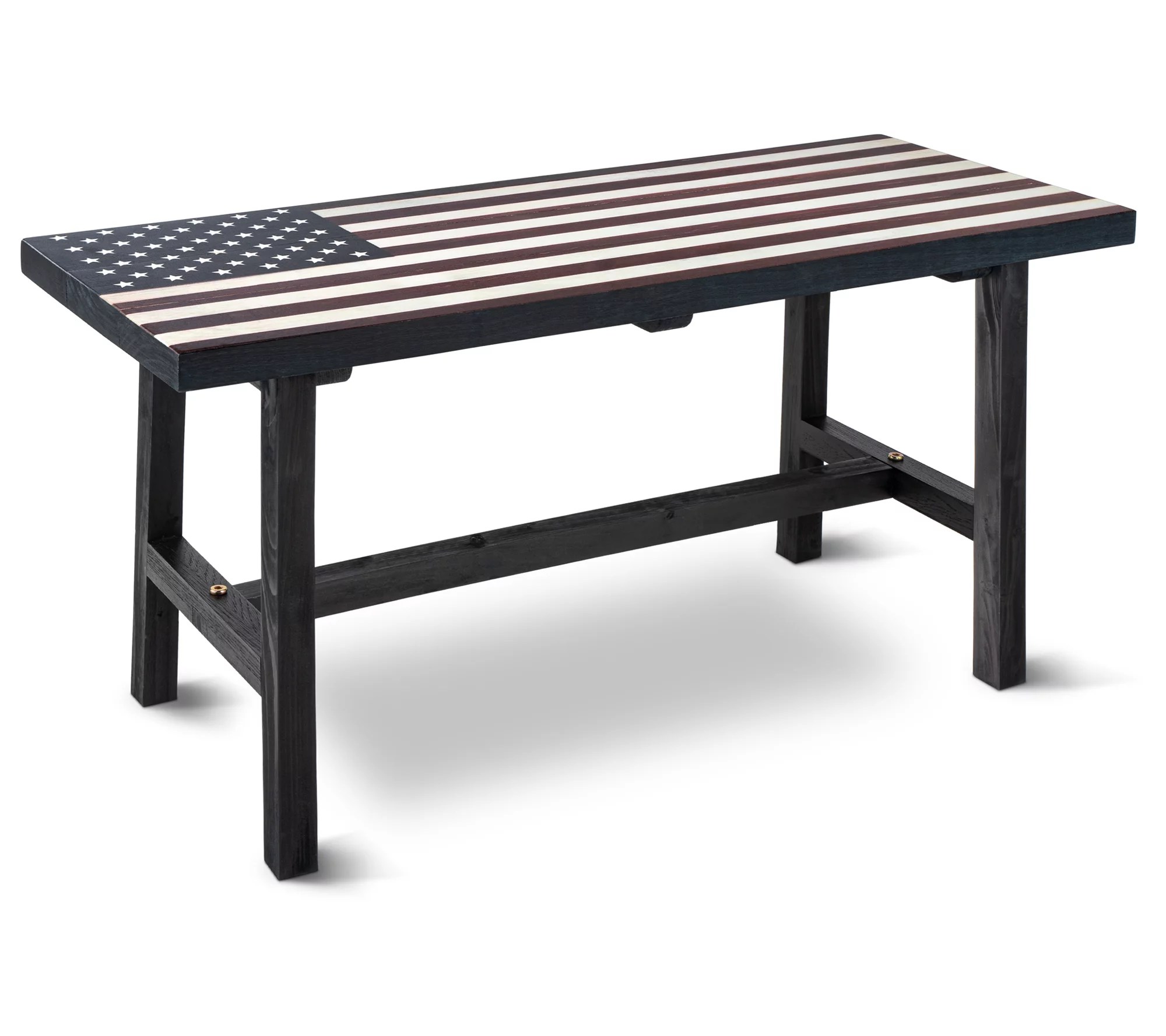 Backyard Expressions Wooden American Flag Patio Bench