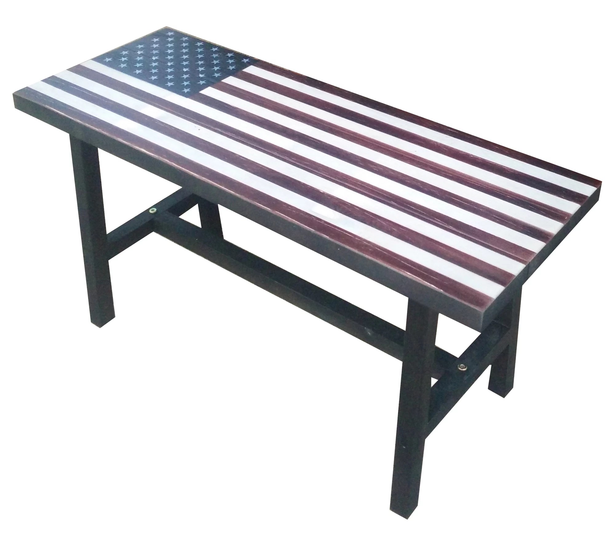 Backyard Expressions Wooden American Flag Patio Bench