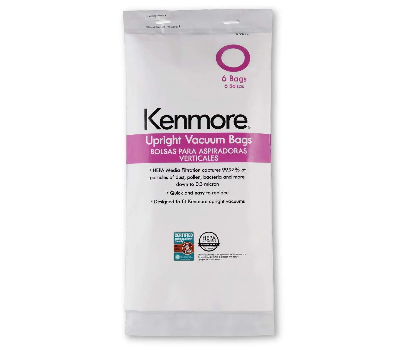 Kenmore 6pk Style O HEPA Cloth Vacuum Bags