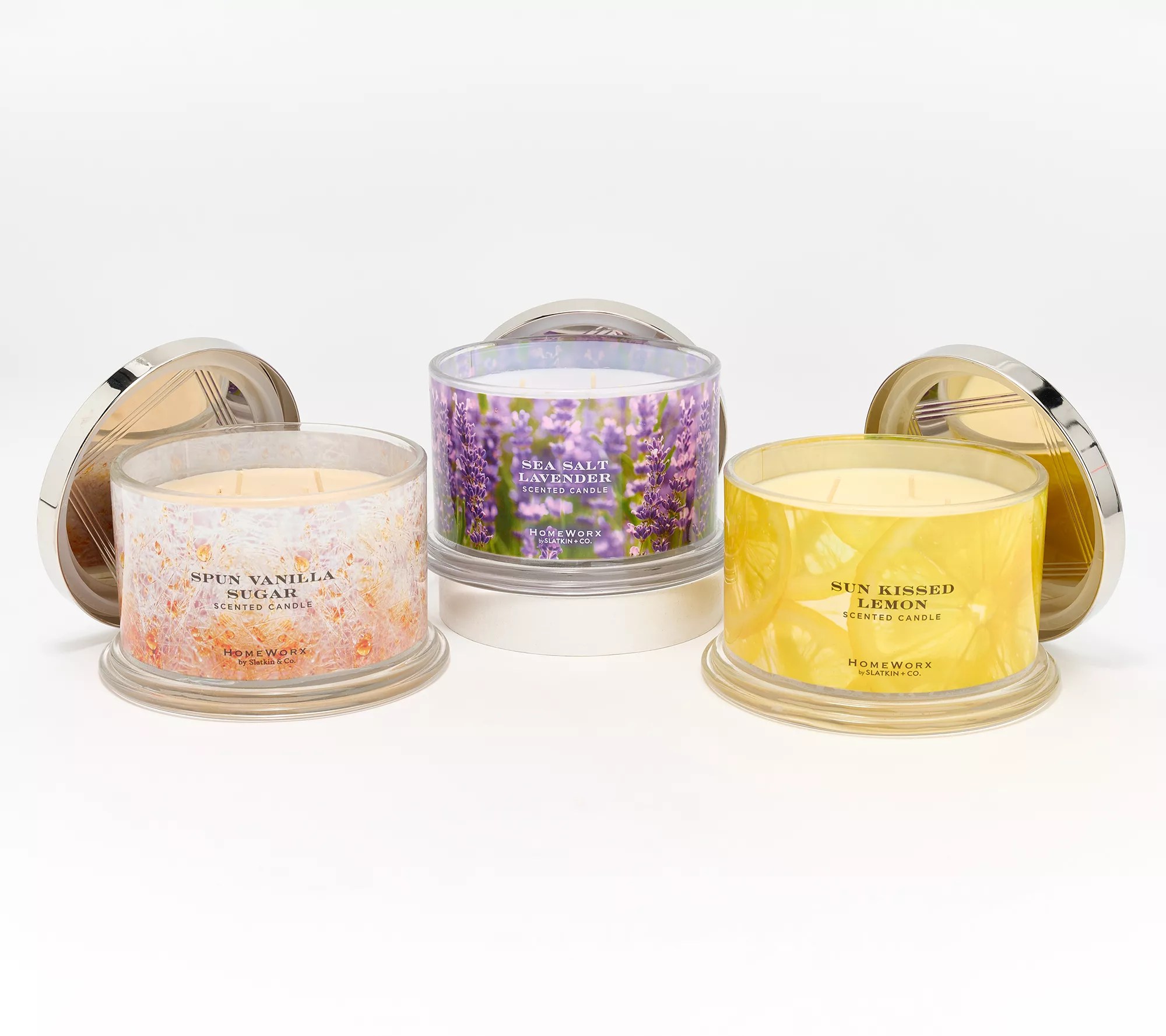 "As Is"HomeWorx by Slatkin & Co Set of 3 18oz Signature Candles