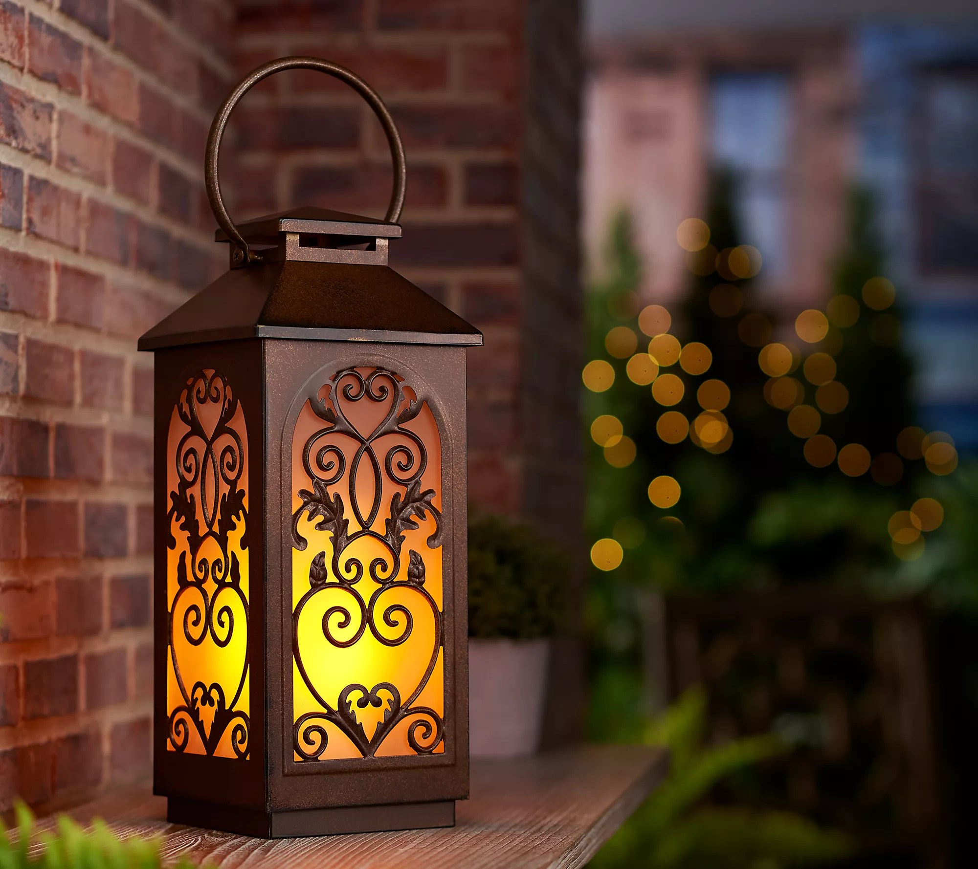 "As Is" 17" Metal Indoor/Outdoor Flickering Flame Lantern
