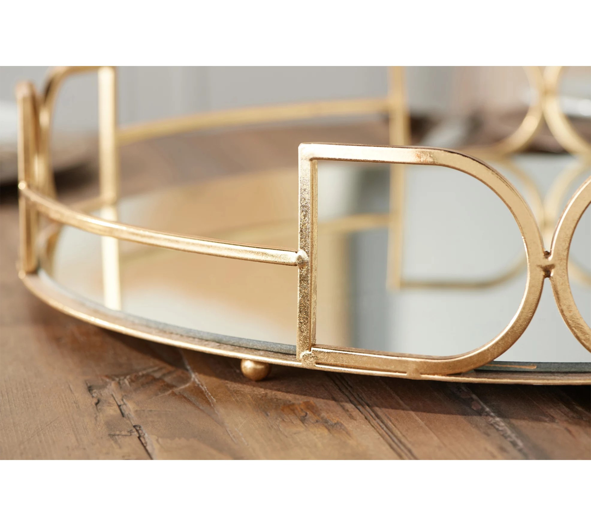 20" Antiqued Finish Mirrored Accent Tray by Valerie