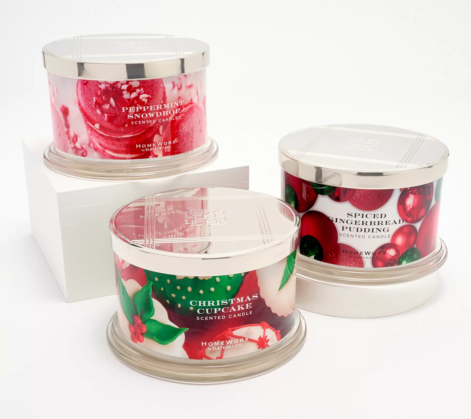 "As Is" HomeWorx by Slatkin & Co. Set 3 Holiday 18oz. Candles