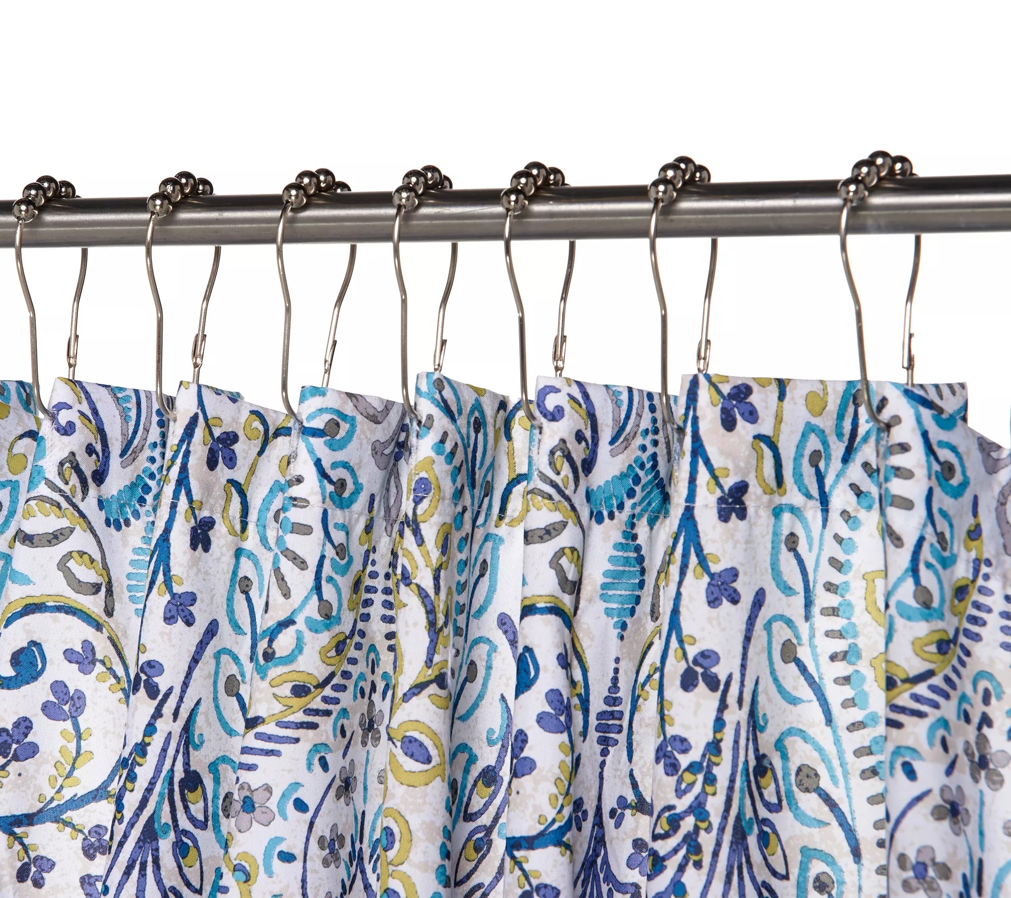 Modern Bath Set with Bath Rug, Shower Curtain and Twelve Hooks