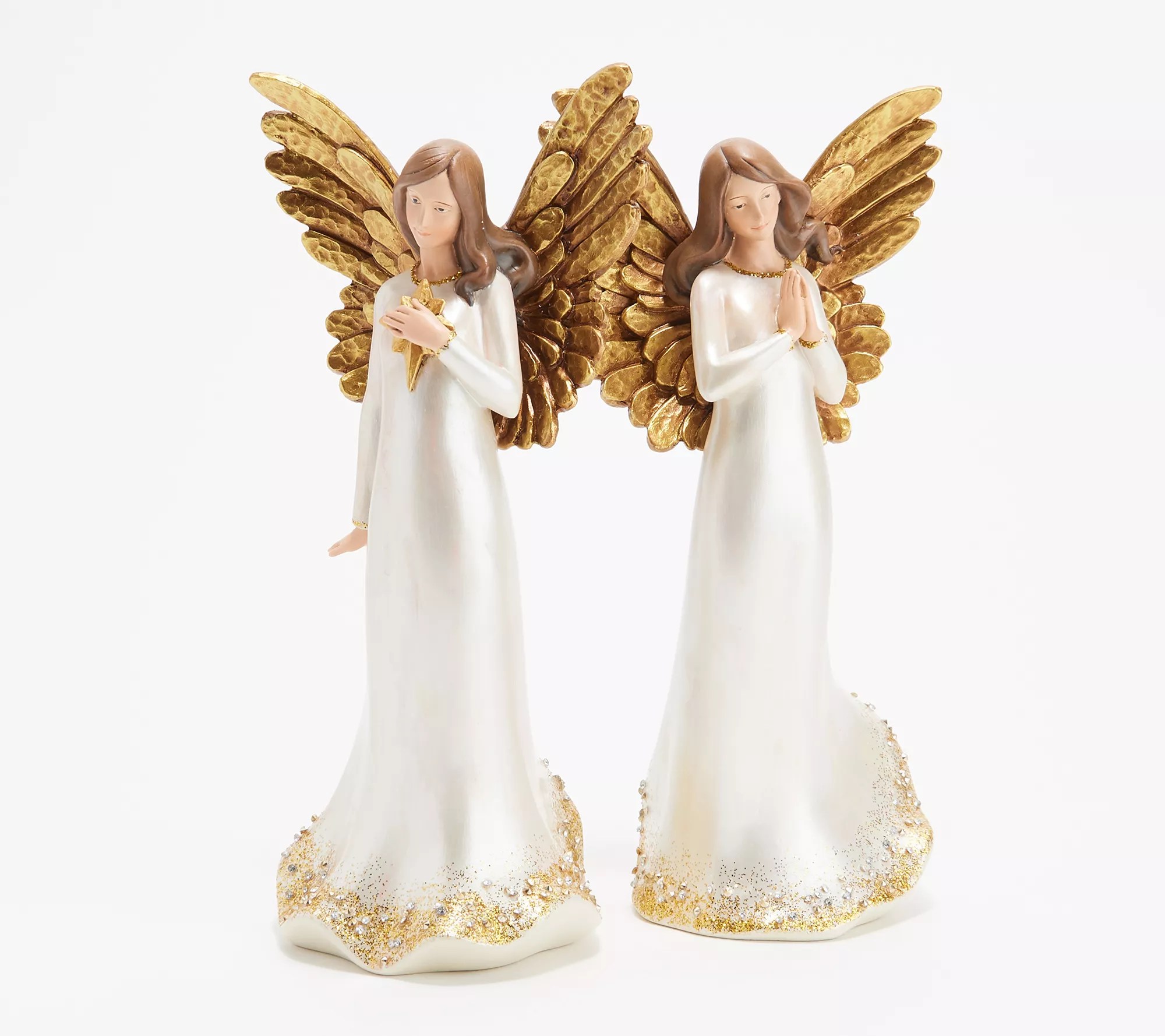 Set of (2) 9" Pearlescent Angel Figurines by Valerie