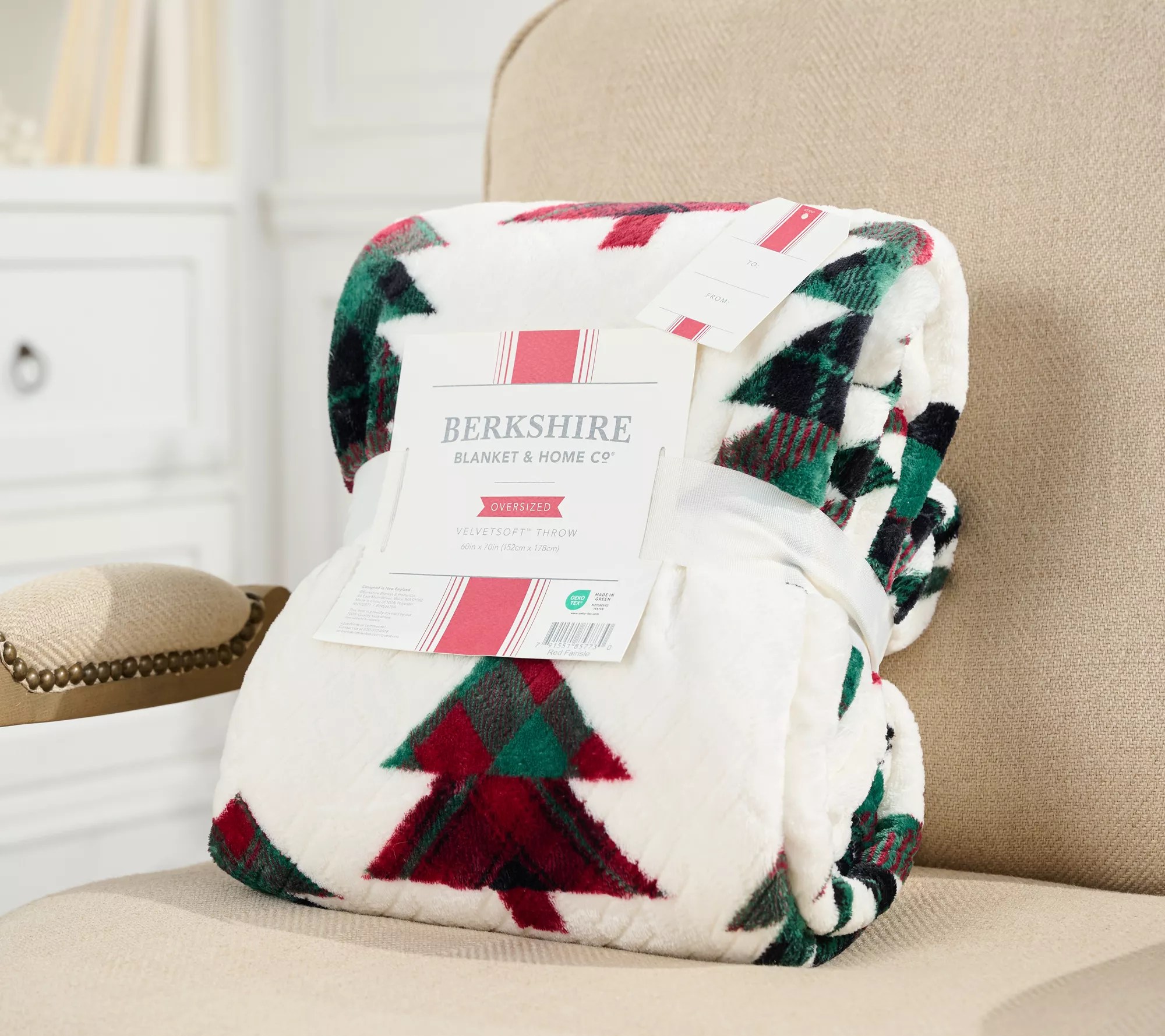 Berkshire Blanket Velvetsoft Ultrasonic Throw w/ Sherpa