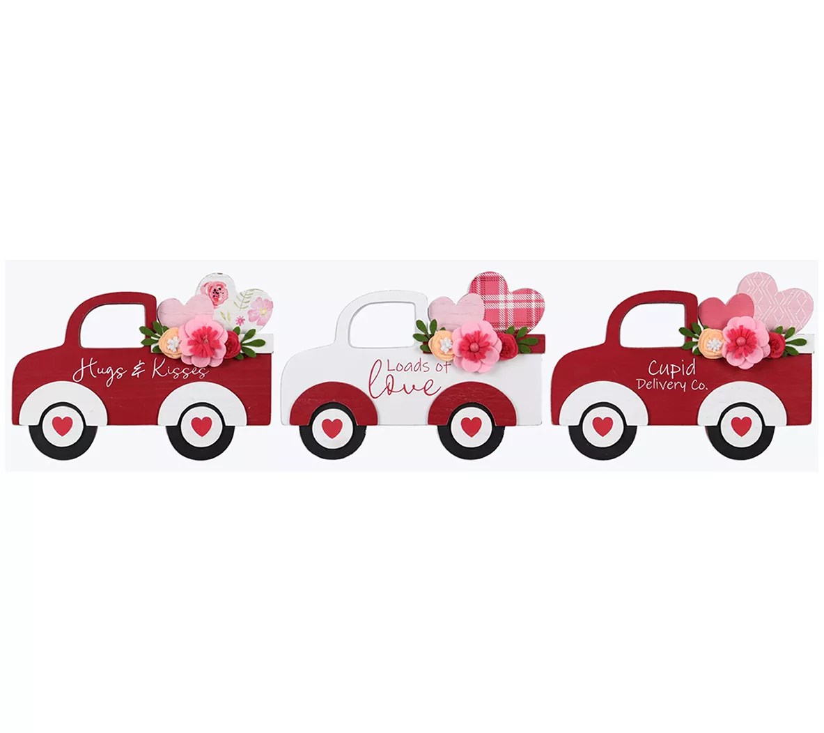 Young's Wood Valentine Truck Full of Hearts & Flowers Decor