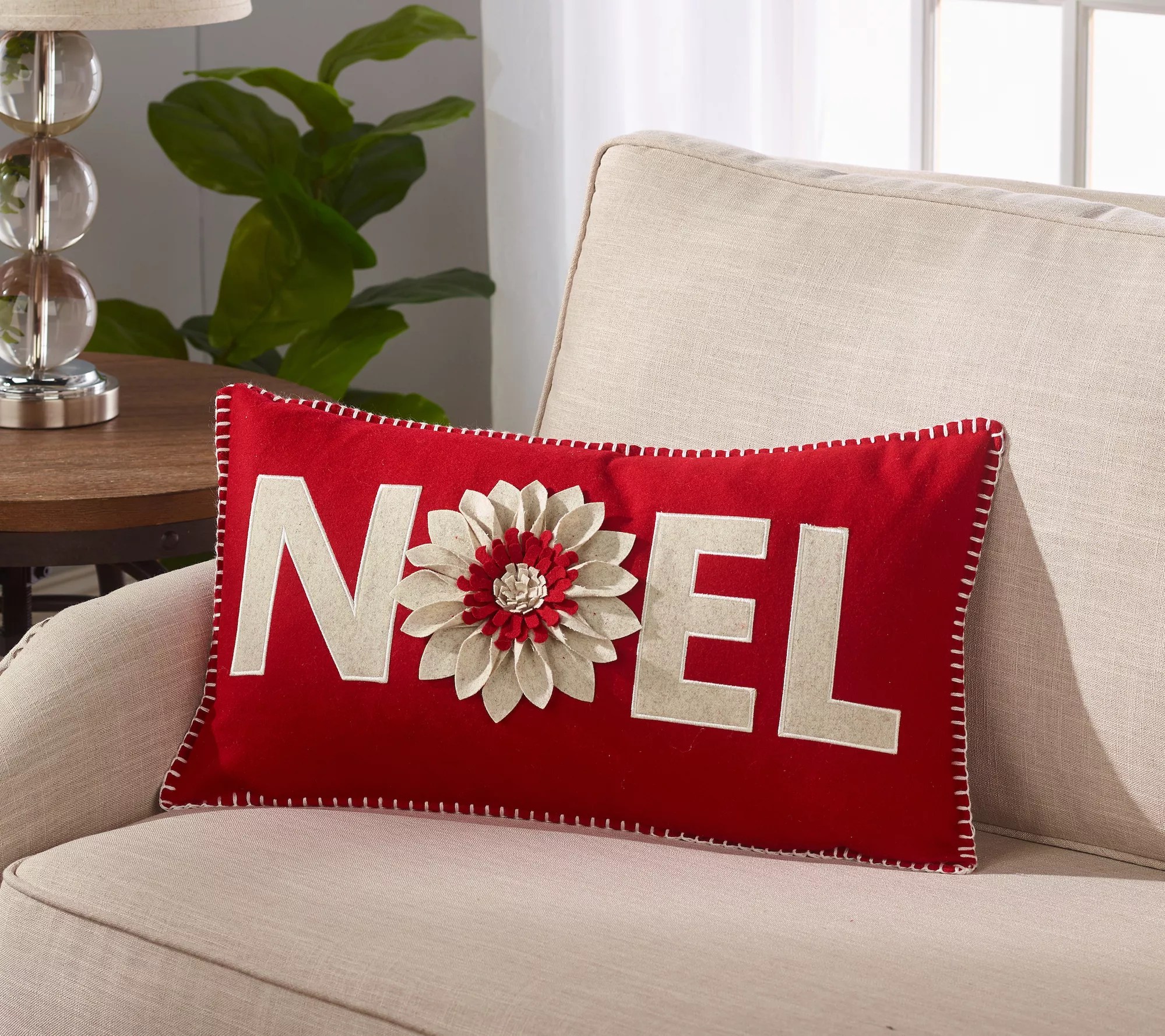 Sure Fit Home Decor Noel Poinsettia DecorativeThrow Pillow
