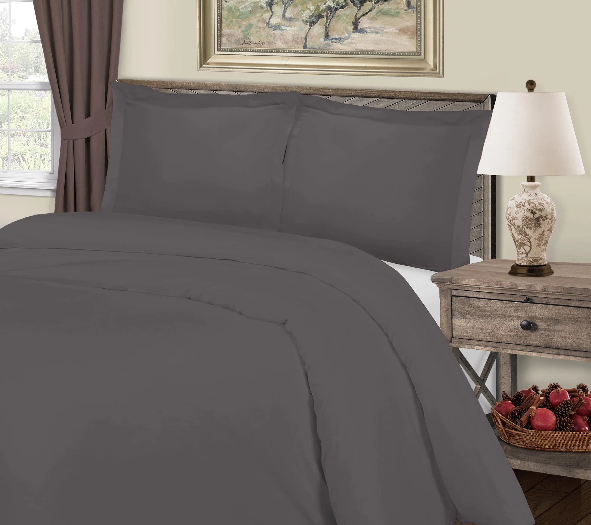Superior 800Thread Count Solid Duvet Cover Set, Full/Queen