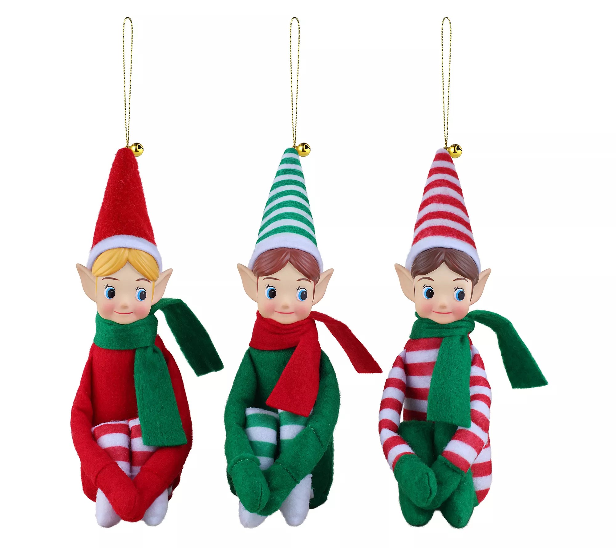 Mr. Christmas 6.5" Set of 3 Vintage Knee Hugging Elves White