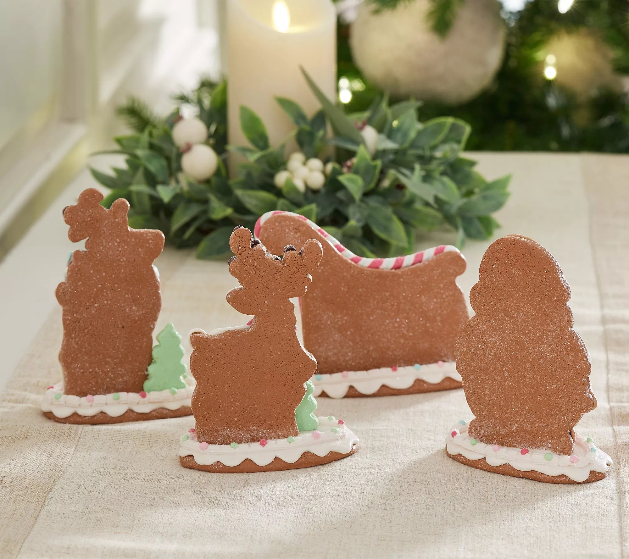 4Piece Santa, Sleigh and Reindeer Figures by Valerie