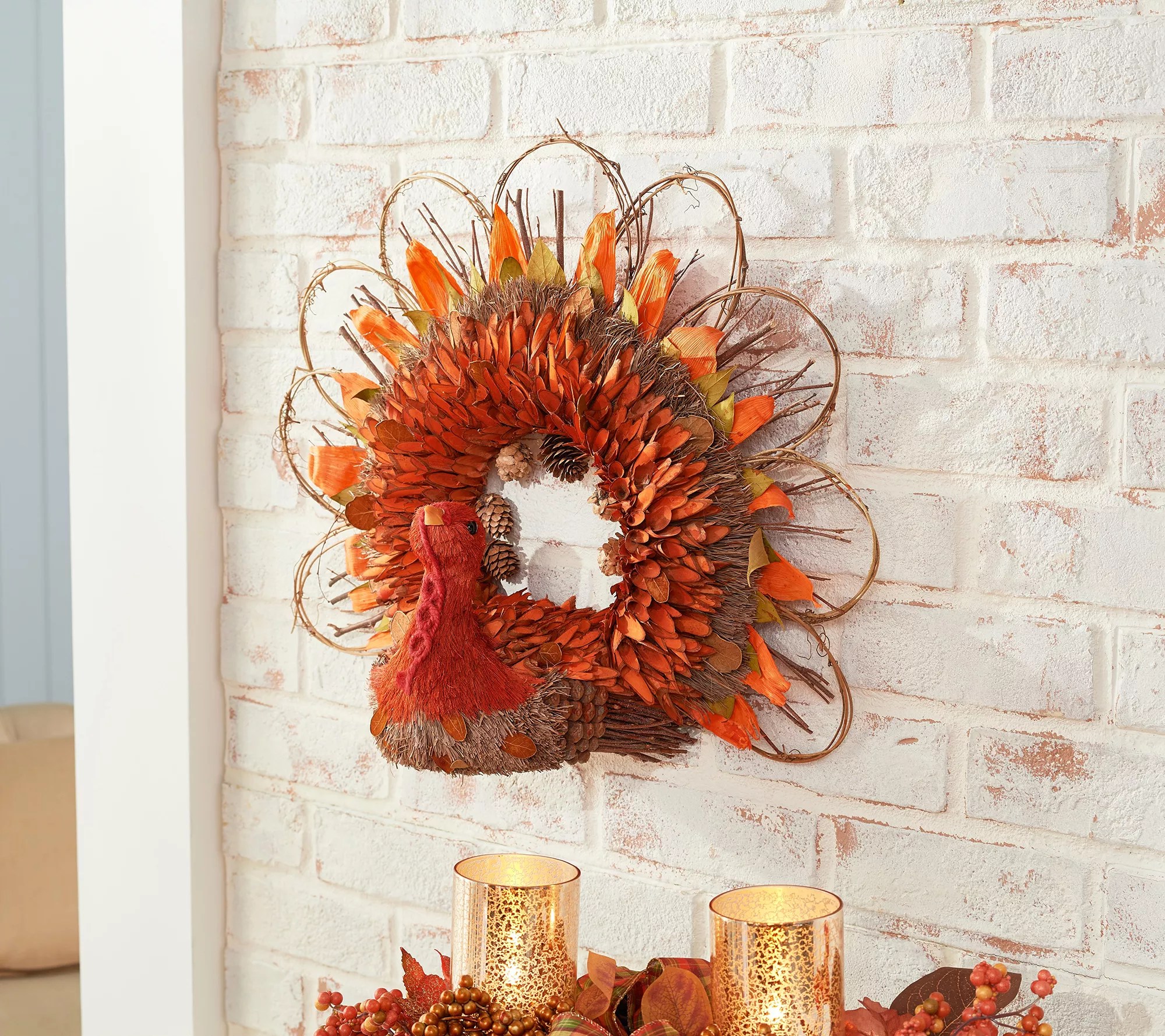 "As Is" Harvest Decorative Turkey Wreath by Valerie