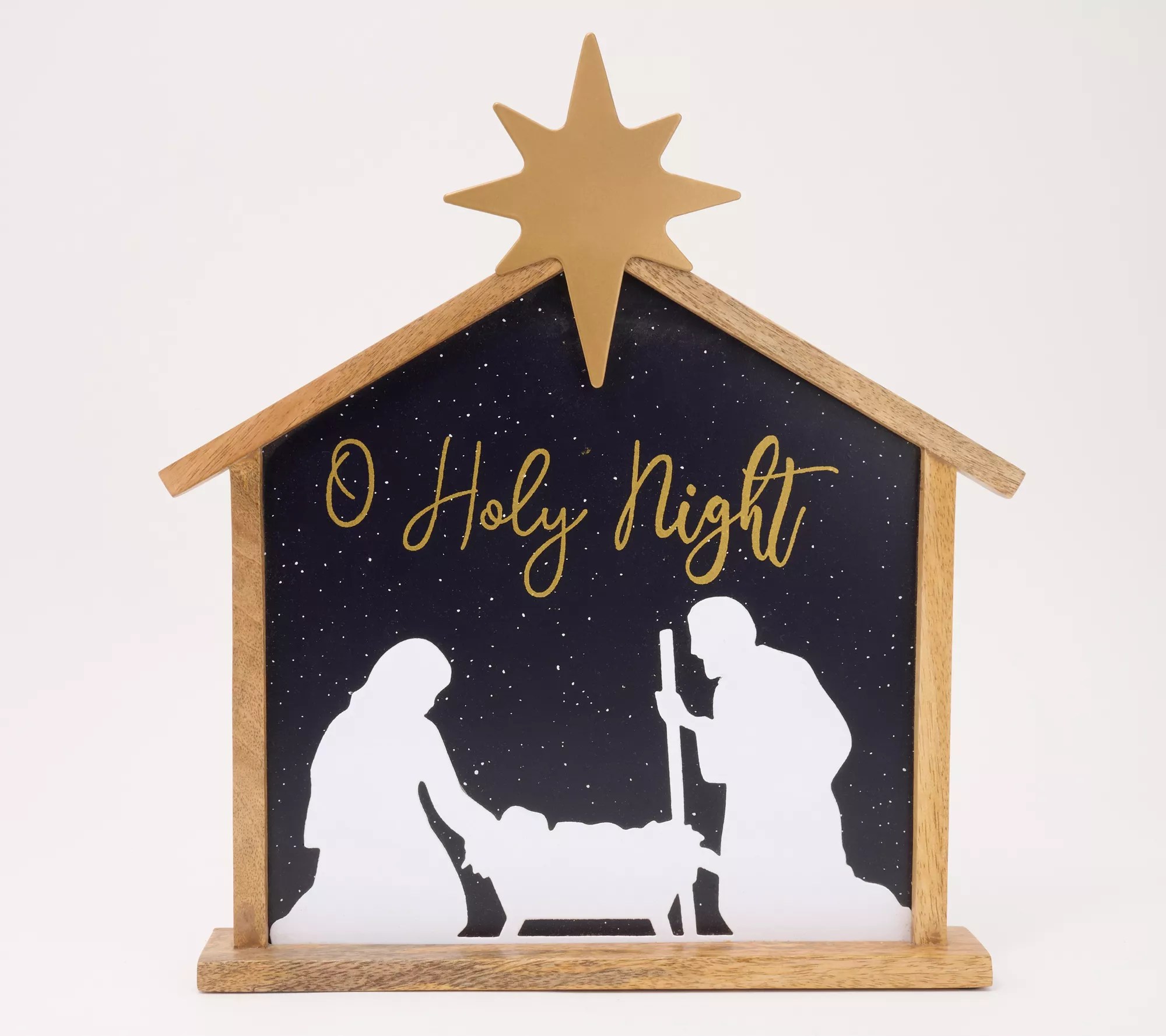 Home Reflections 13" Wooden Stable Nativity with Star