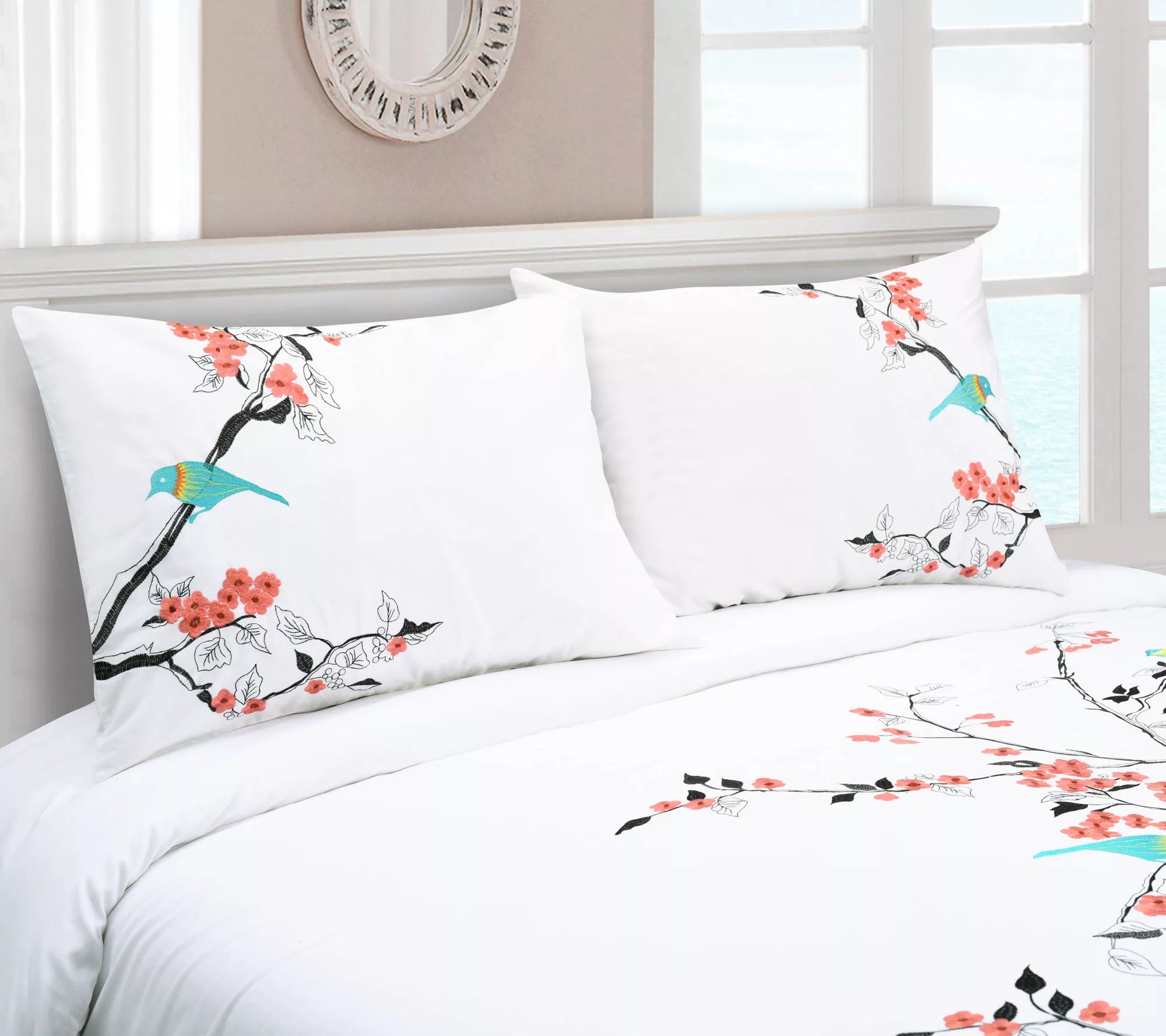 Superior Cherry Garden Cotton Duvet Cover Set, Full/Queen